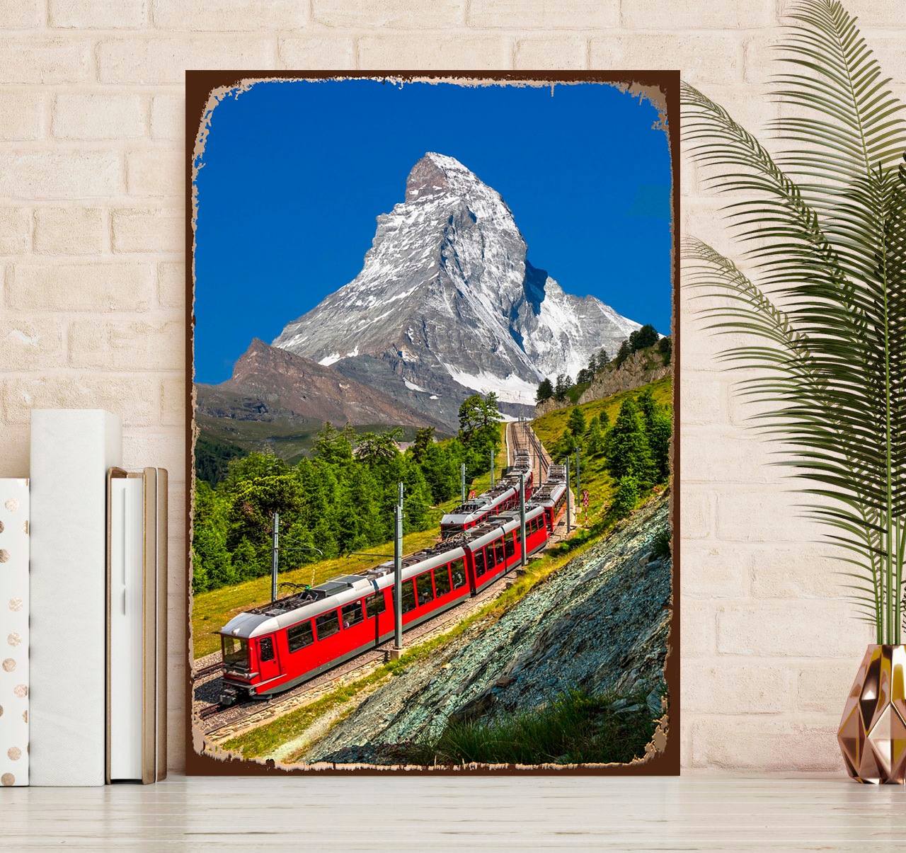 Image of queence Metallbild "Matterhorn Express" Schriftzüge 1 Stk. tlg. Stahlschilder