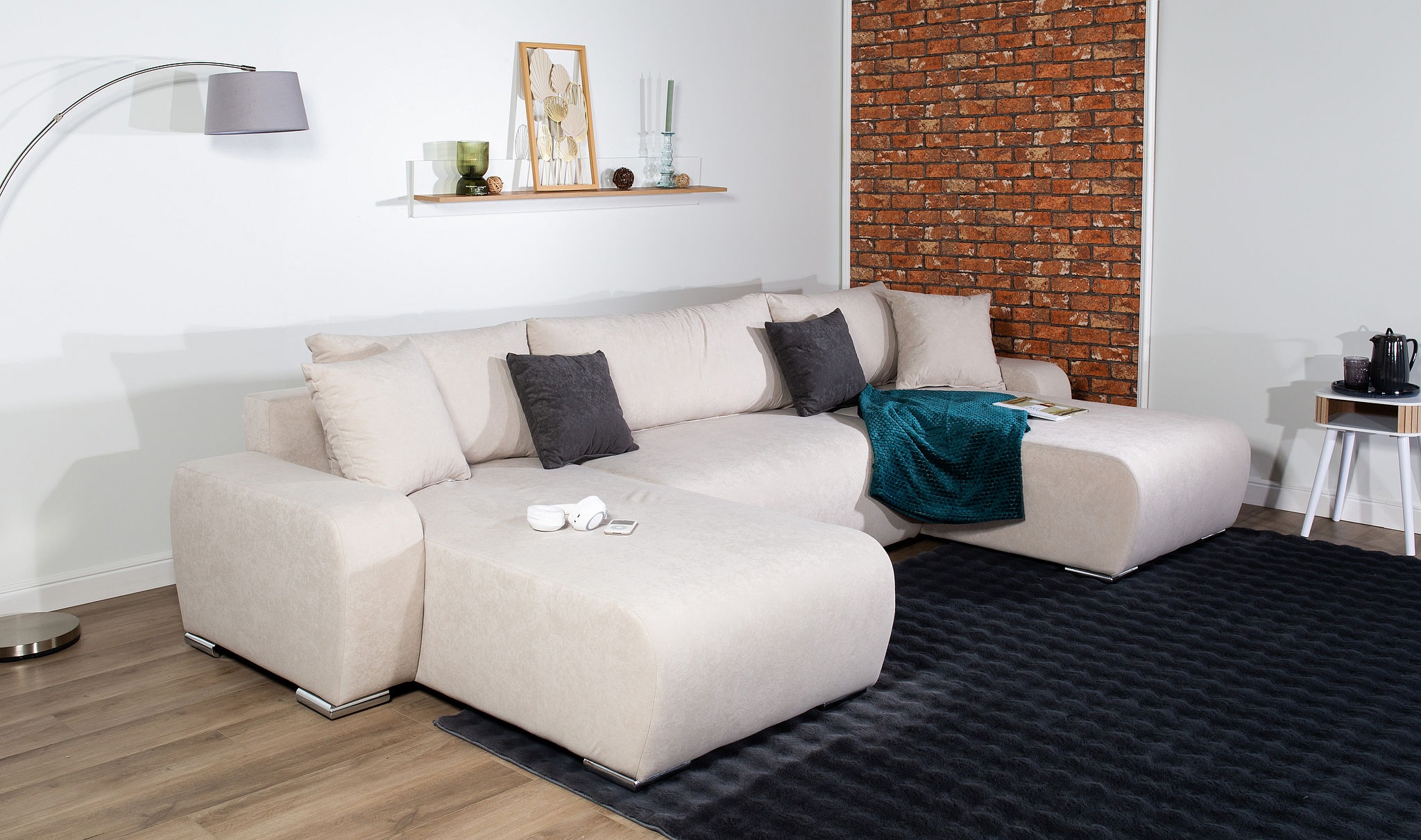 COLLECTION AB Wohnlandschaft »Paola U-Form, B: 314 cm« Bettfunktion, Bettkasten & 4 Zierkissen, Federkern
