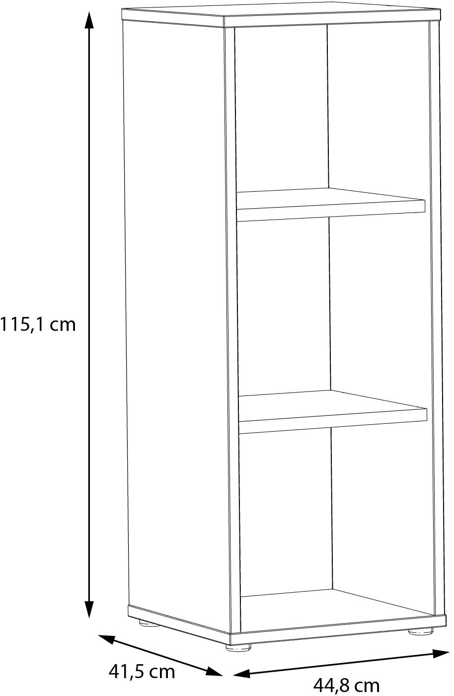 FORTE Aktenregal »Goldsboro« mit 3 offenen Fächern, unterschiedliche Breiten, Höhe 115 cm