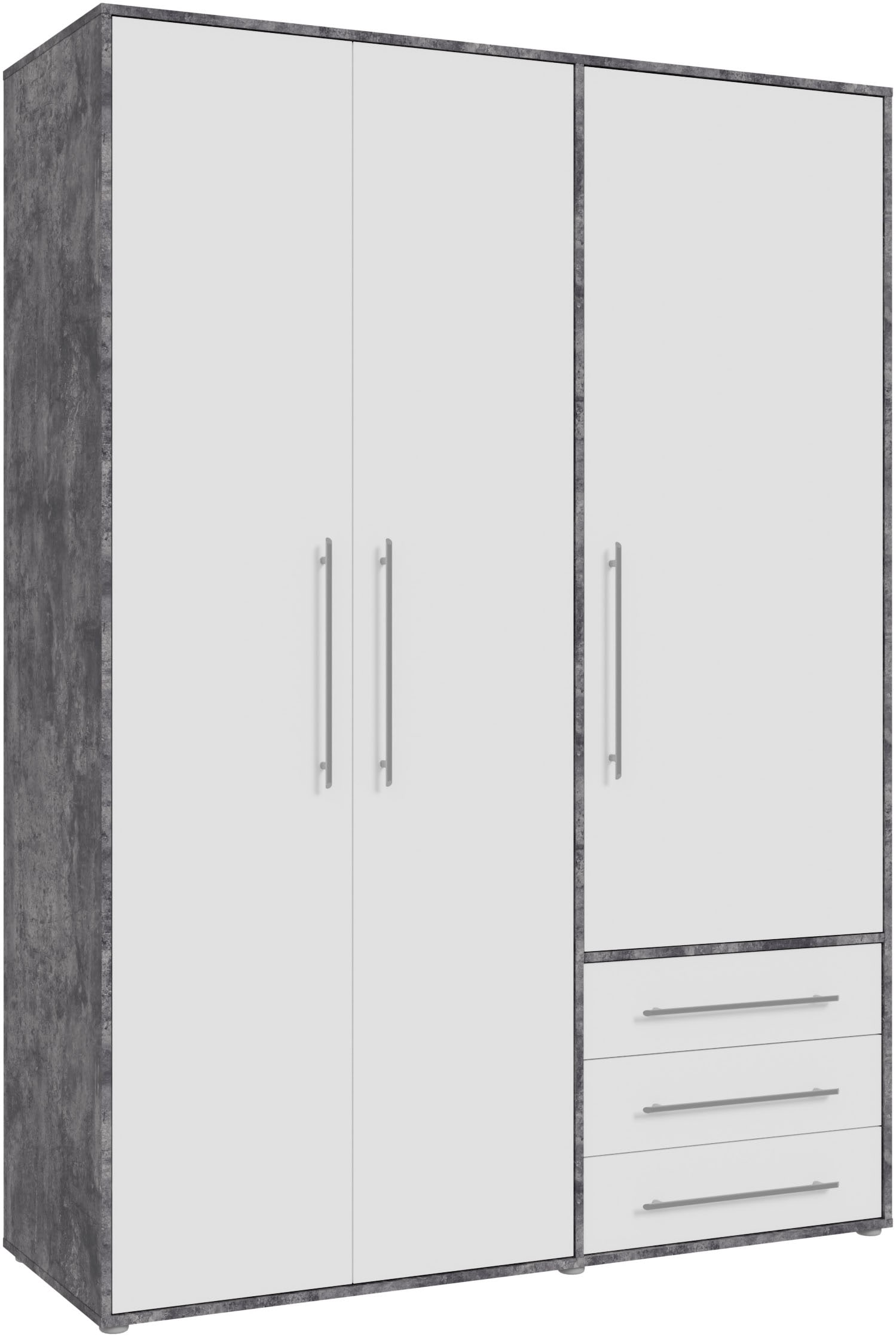 Image of FORTE Drehtürenschrank "Kleiderschrank,zeitloses Design,3 türig" viel Stauraum, Schubladen, Stangengriffe, Made in Europe