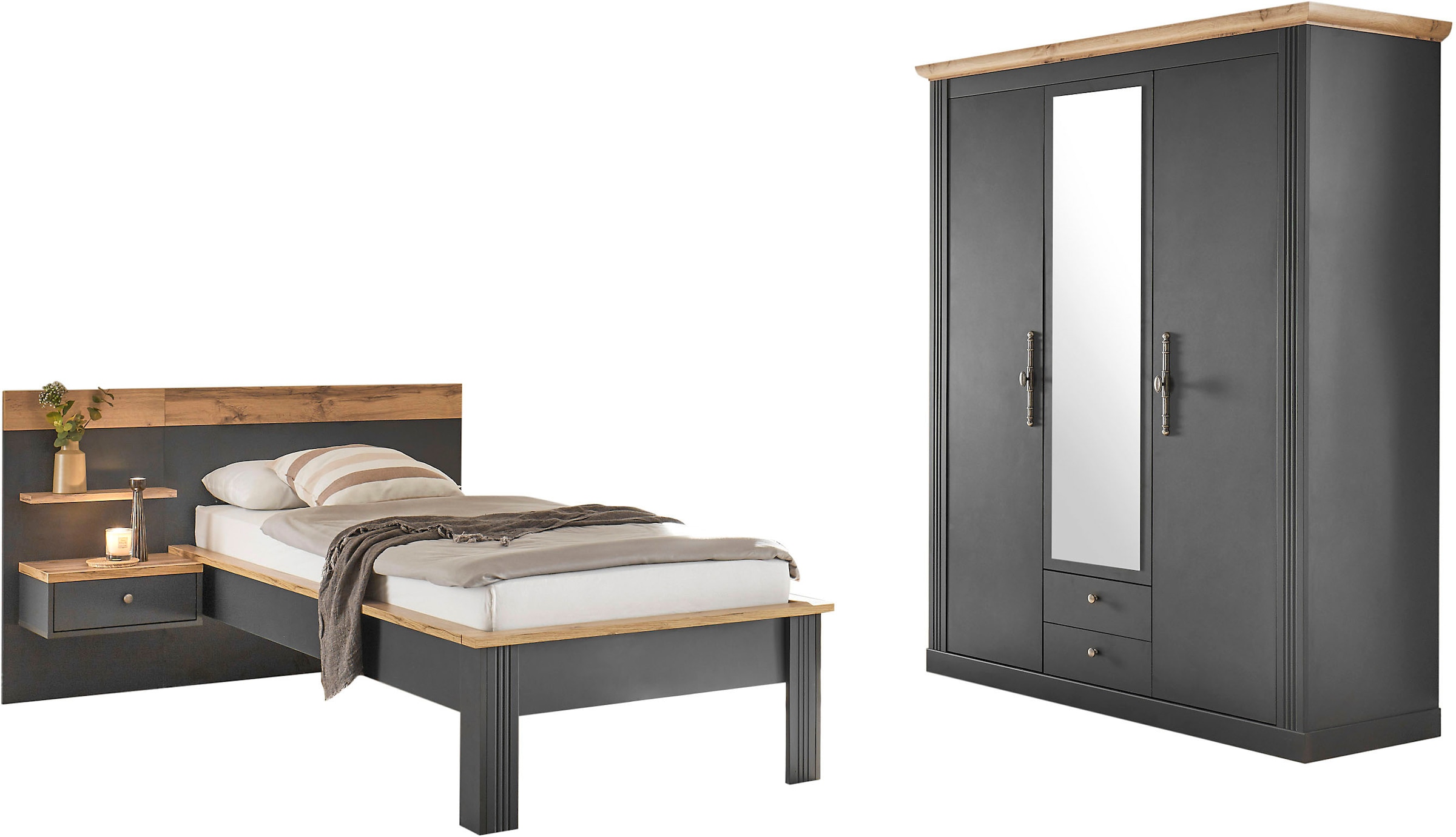 GOODproduct Schlafzimmer-Set »Westminster« beinhaltet 1 Bett, Kleiderschrank 3-türig und 1 Wandpaneel