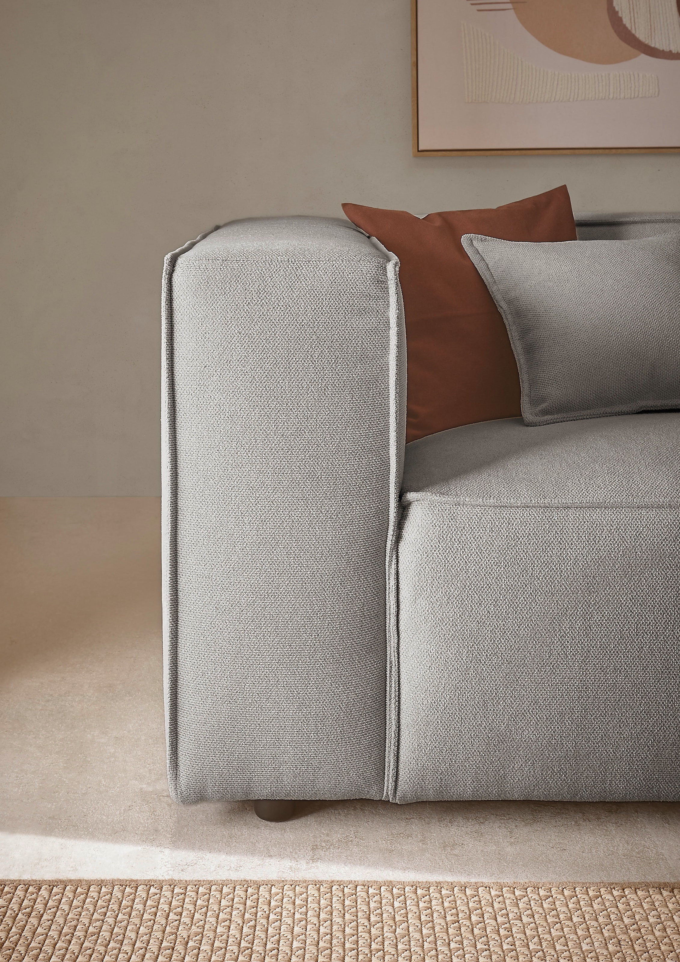 LeGer Home by Lena Gercke 3-places »PIARA, Struktur, Couch mit Kedernaht« pieds noirs, confort d'assise agréable