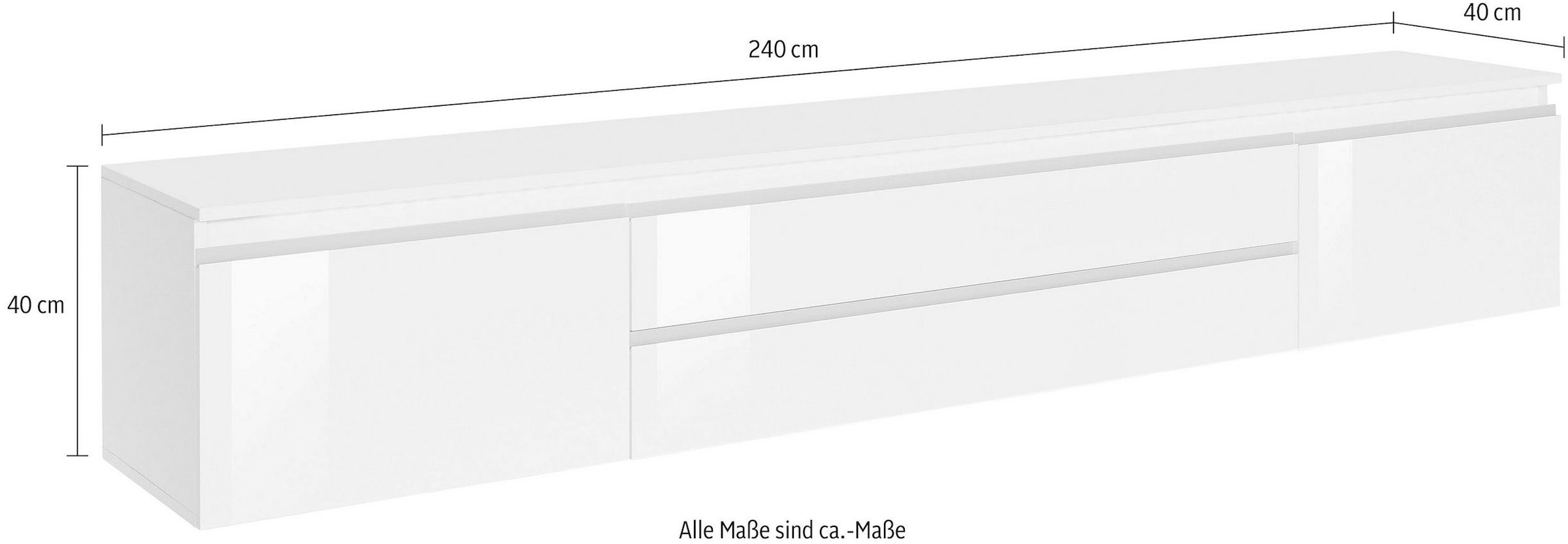 Home affaire Table basse »Magic,Lowboard,TV-Kommode,TV-Möbel,TV-Bank« Alugriff, 2 Türen, 2 Schubkästen, B/T/H 240×40×40 cm, kaschmir matt