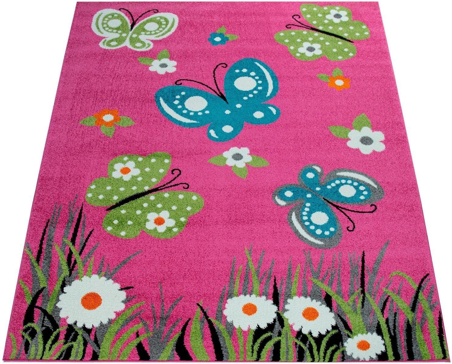 Image of Paco Home Kinderteppich »Alma 940«, rechteckig, 14 mm Höhe, Kurzflor, Kinder Design, Motiv Schmetterlinge, Kinderzimmer bei Ackermann Versand Schweiz