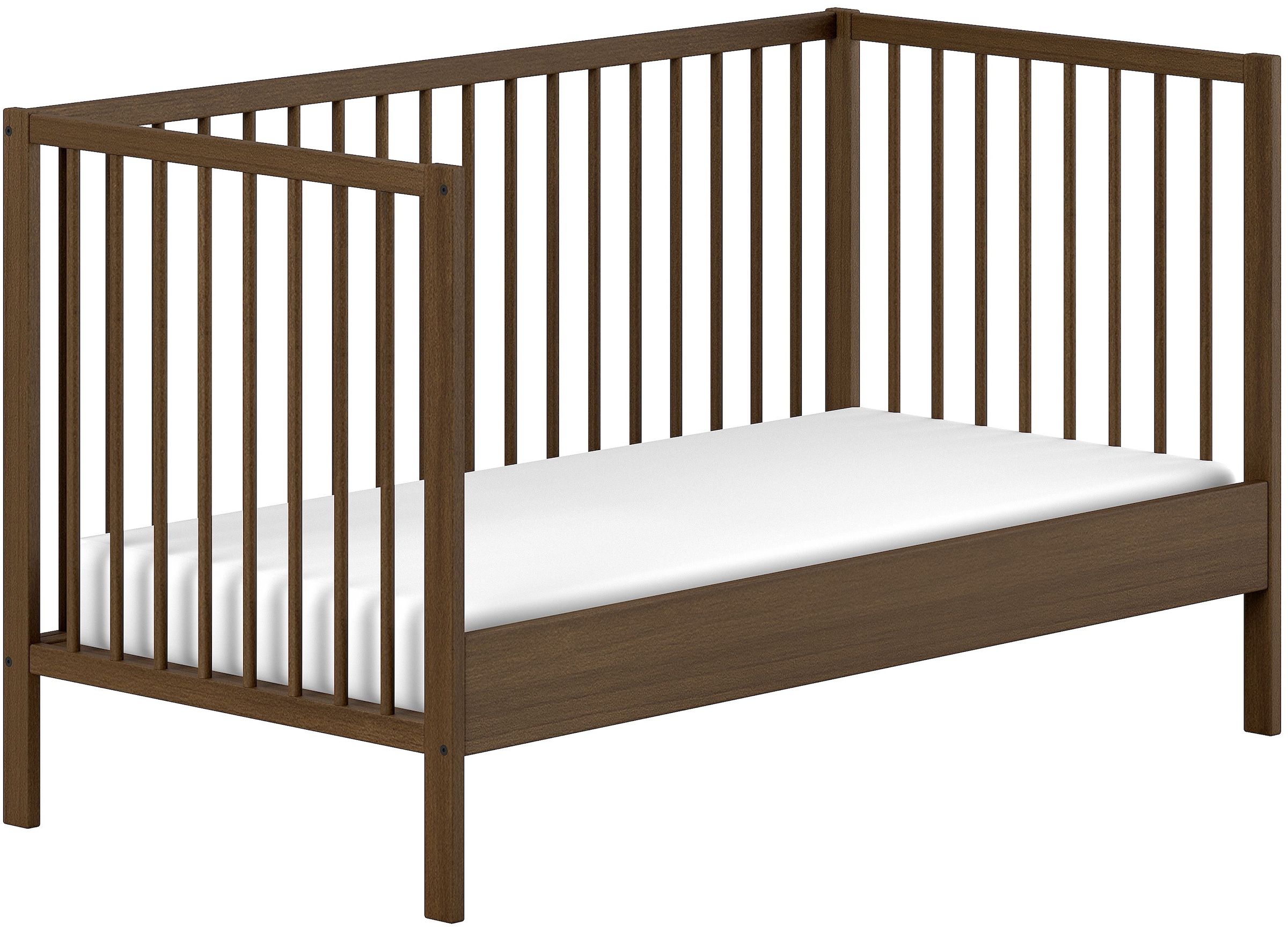 Vipack Lit bébé »DINO, ideal für Ihr Kinderzimmer, Made in Europe, Buche massiv« 70/140cm, réglable en hauteur sur 3 positions, convertible, hêtre couleur noyer