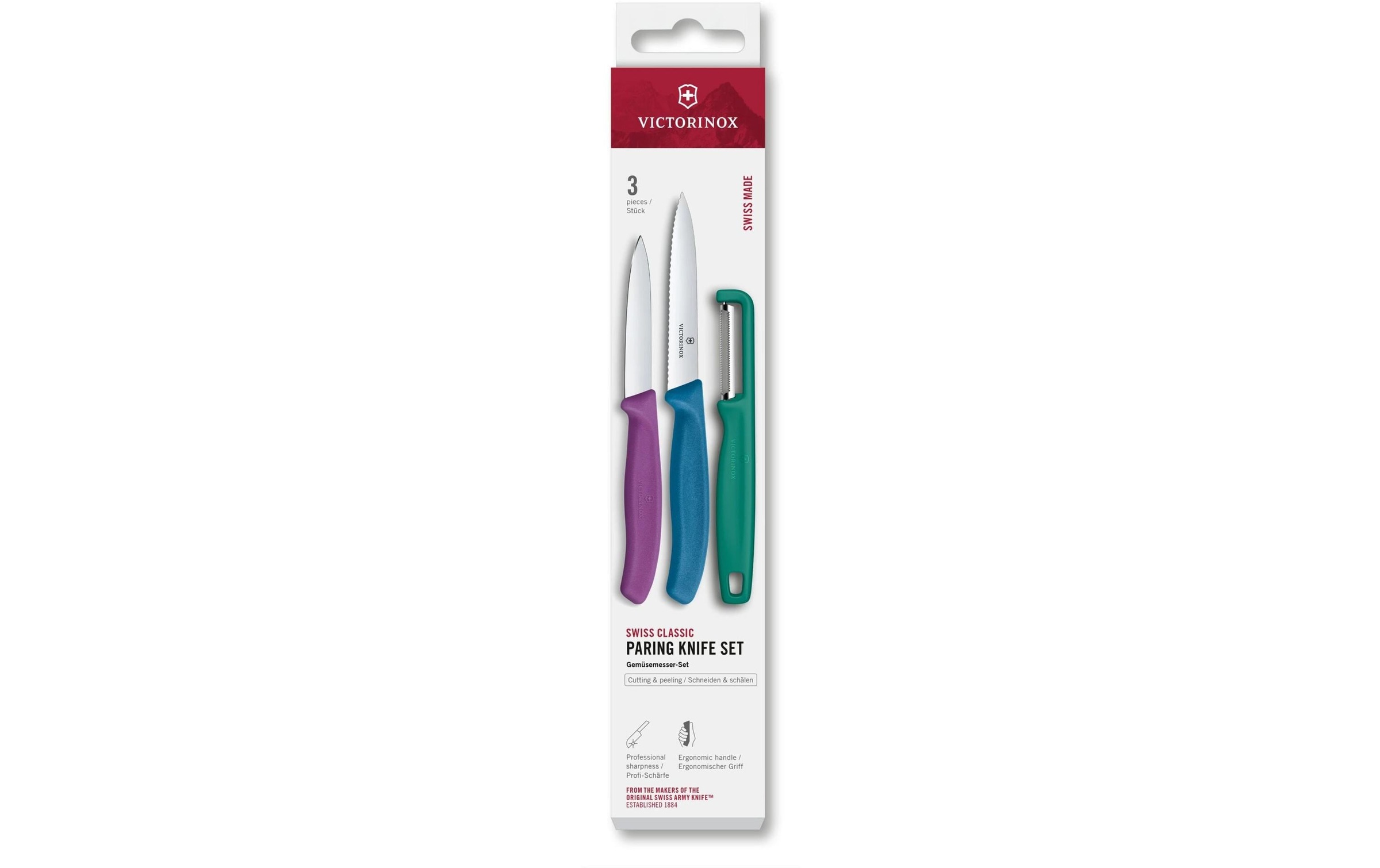 Image of Victorinox Messer-Set "Victorinox Messer-Set Swiss Classic, 3-teilig, Grün / Violett / Blau"