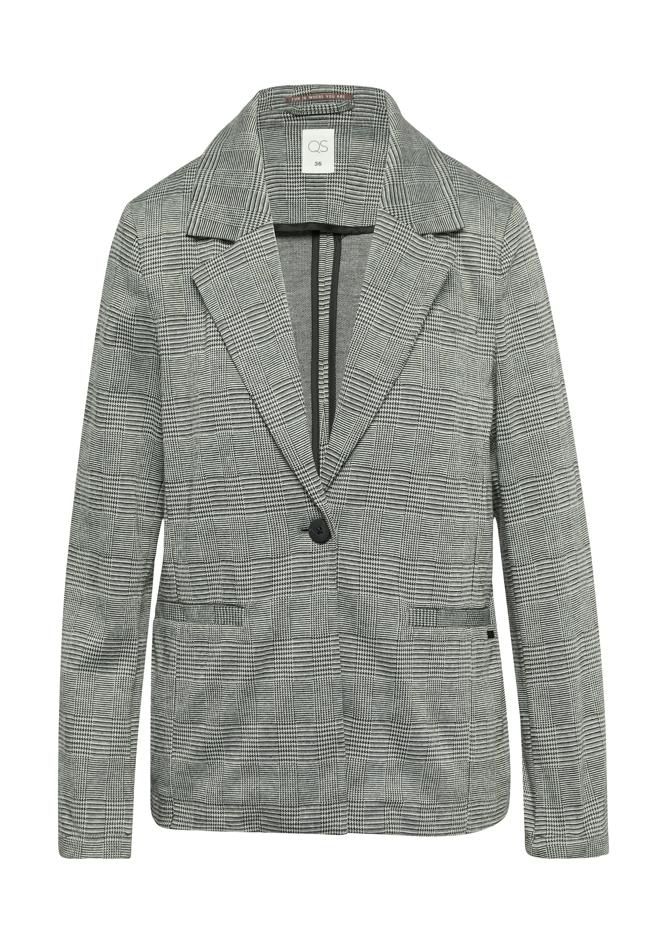 QS Blazer long en motif à carreaux