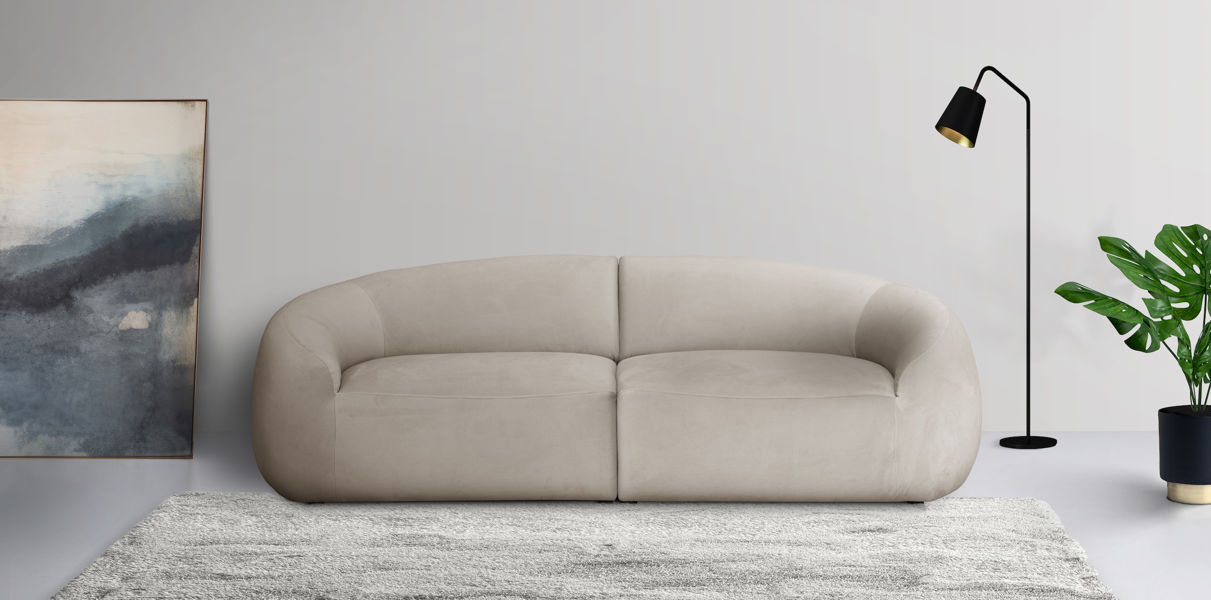 LeGer Home by Lena Gercke Big-Sofa »YANI, Designersofa, organische Form, Masse B/T/H: 240/64/81 cm«, mit Wellenunterfederung, auch in Bouclé, passend zur Serie