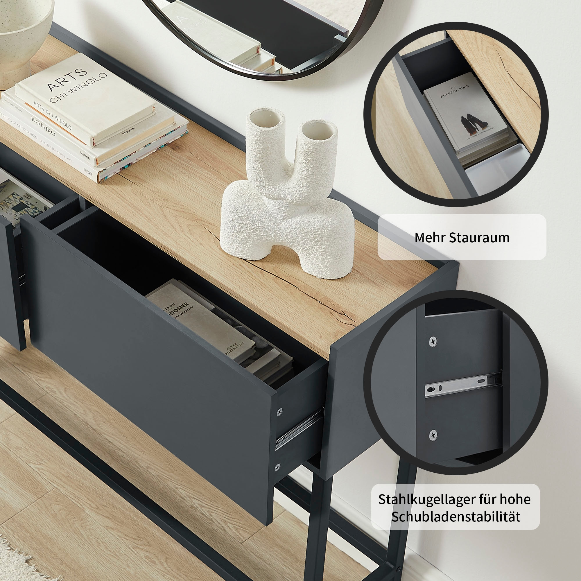 GOODproduct Table console »Azly« pflegeleichte Melaminoberfläche, Metallgestell, Breite 120 cm