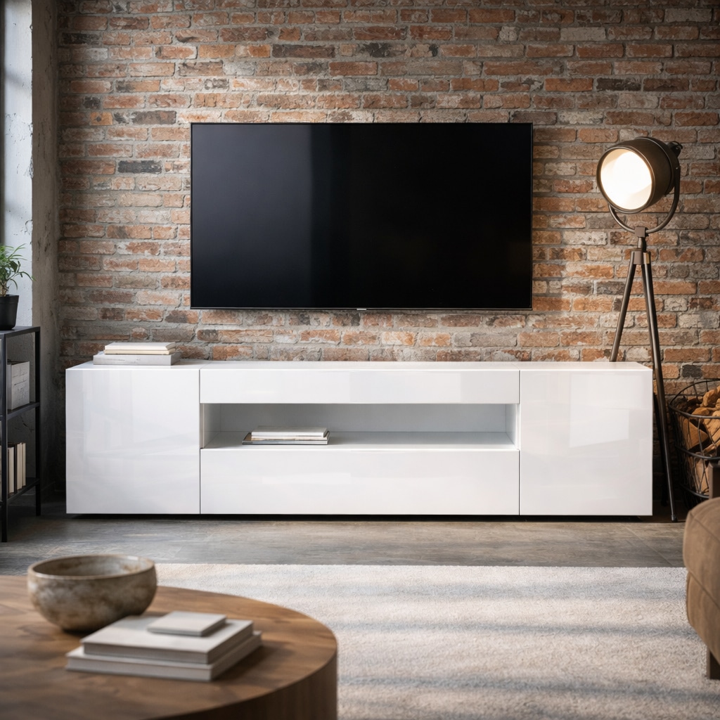 GOODproduct Lowboard »LORENZO 2, TV-Board, TV-Kommode, TV-Schrank, TV-Unterschrank, TV-Möbel« Modernes lackiertes Hochglanz TV-Board, grifflos, Breite 200 cm