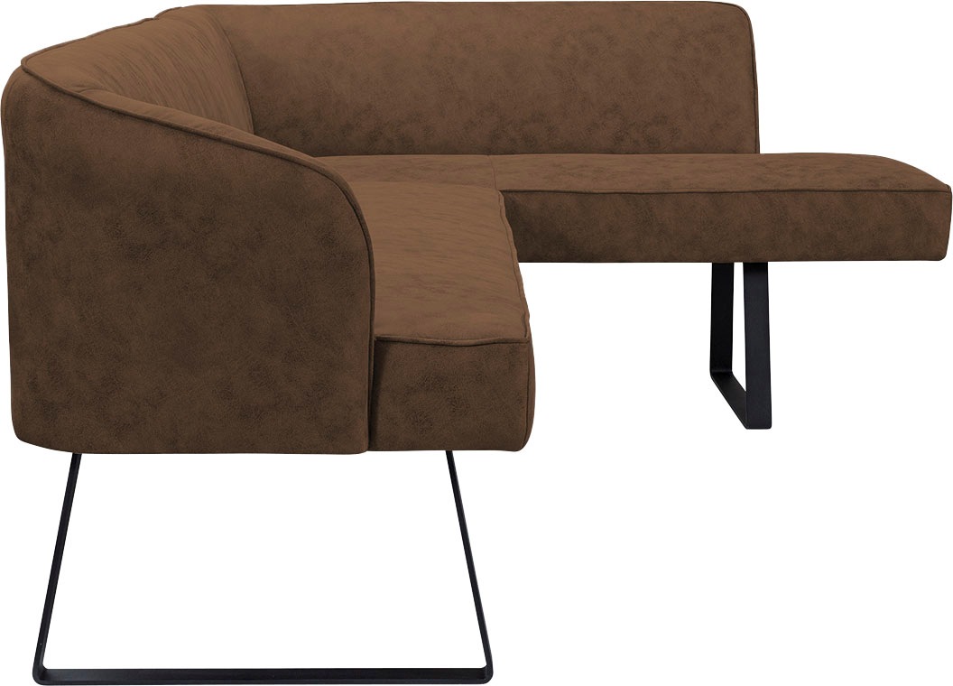 exxpo - sofa fashion Eckbank »Americano«, mit Keder und Metallfüssen, Bezug in verschiedenen Qualitäten