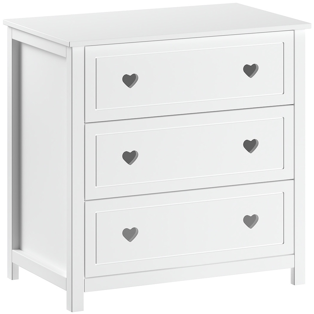 Image of Vipack Kommode "Amori, 3 geräumige Schubladen mit Soft-Close" B/H/T ca. 90x89x76cm, Fronten mit verspieltem Herz-Ornament, bieten viel Stauraum, weiss lackiert