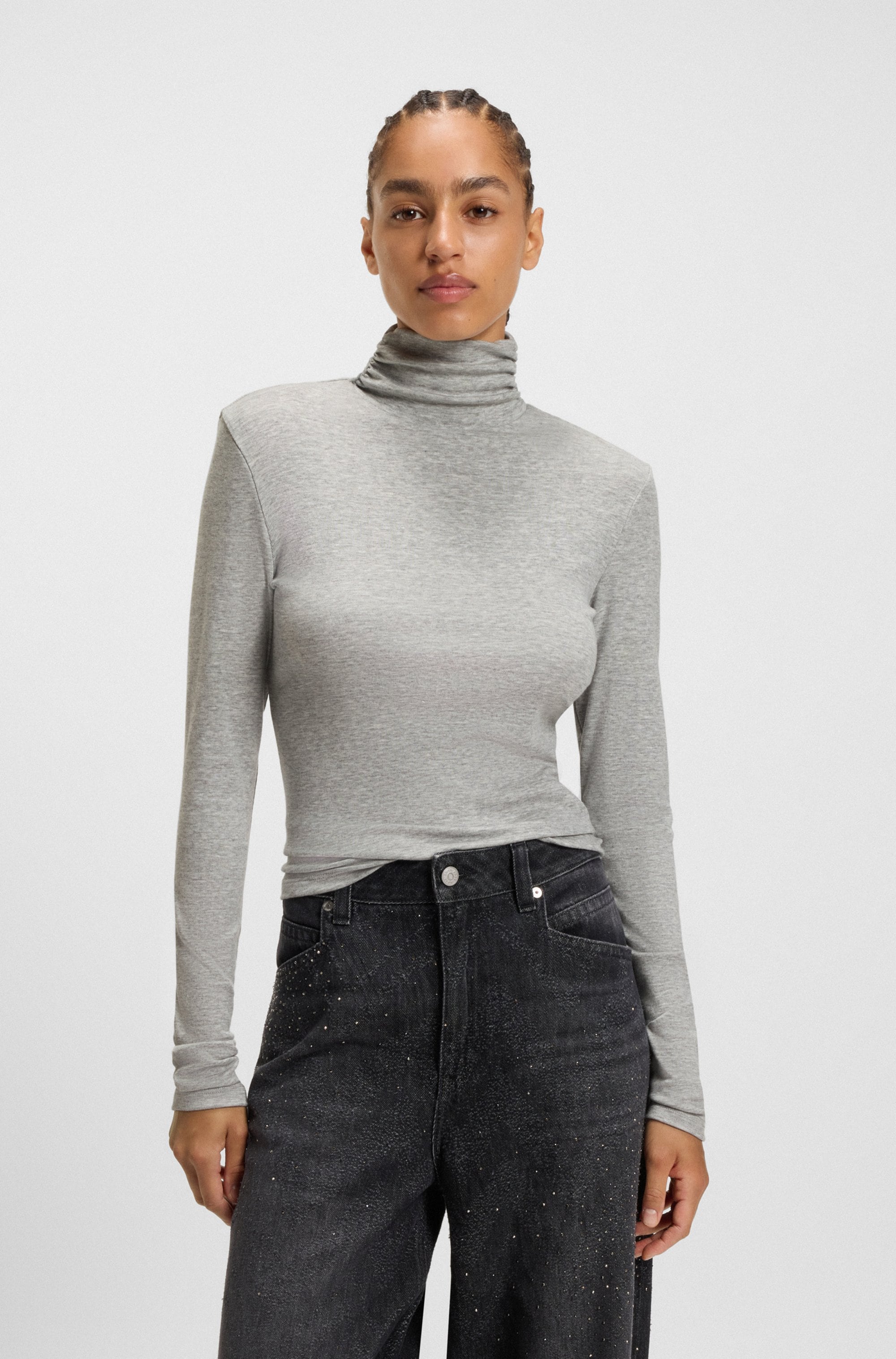 BOSS ORANGE Rollkragenshirt »Eliana Premium Damenmode« mit Turtle Neck, Slim Fit
