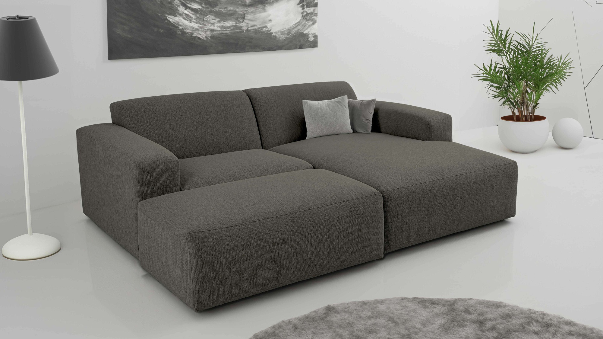 INOSIGN Ecksofa »Koa,228cm, L-Form, Modulsofa, Webstoff, Cord, Struktur, Chenille« Designsofa, Set, Hocker inklusive, weicher Lounge-Sitzkomfort