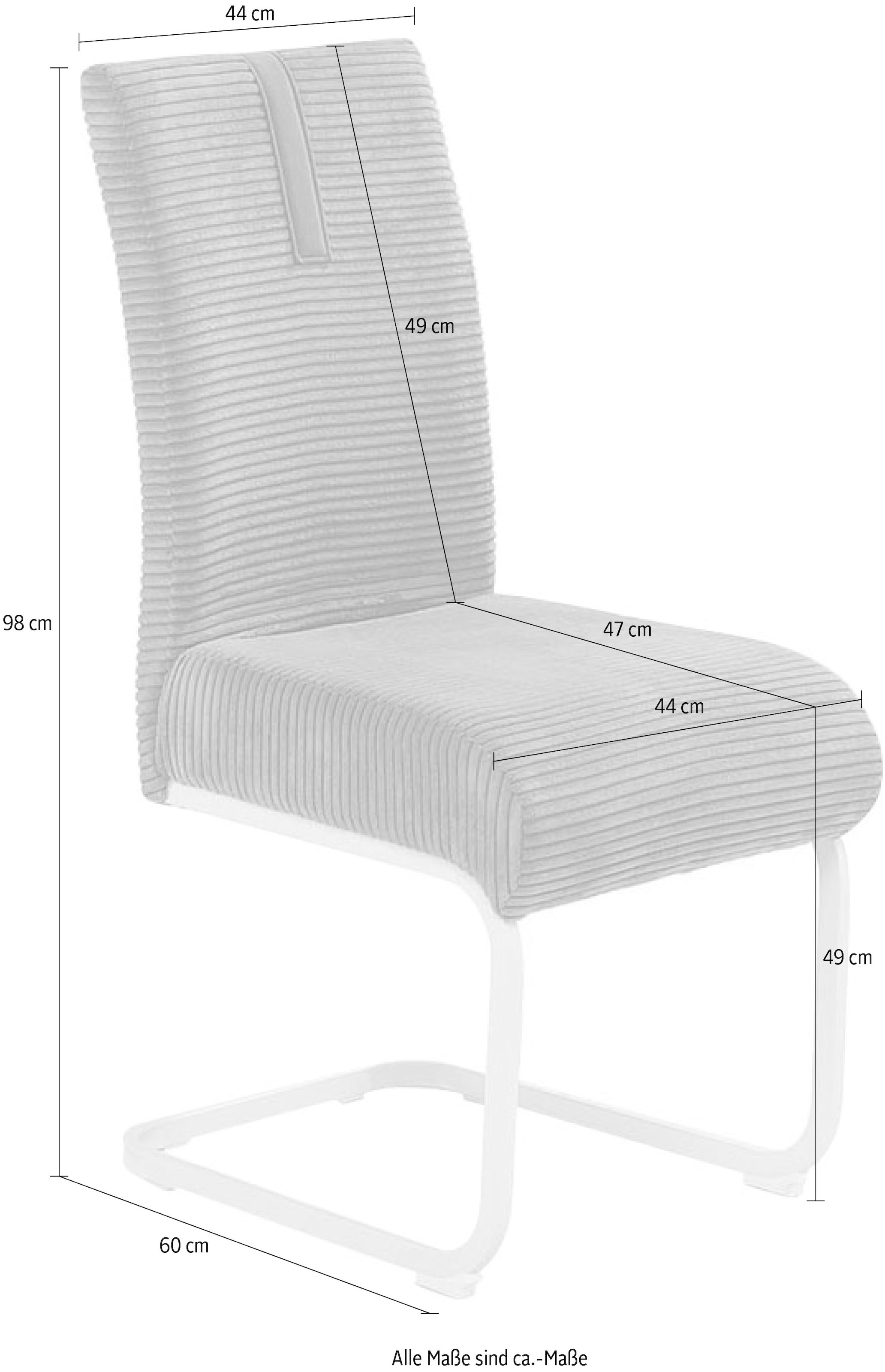 Jockenhöfer Gruppe Chaise cantilever »Kenny« (Ensemble) 2 cuisavec ressorts ensachés, tissu d’ameublement en velours côtelé