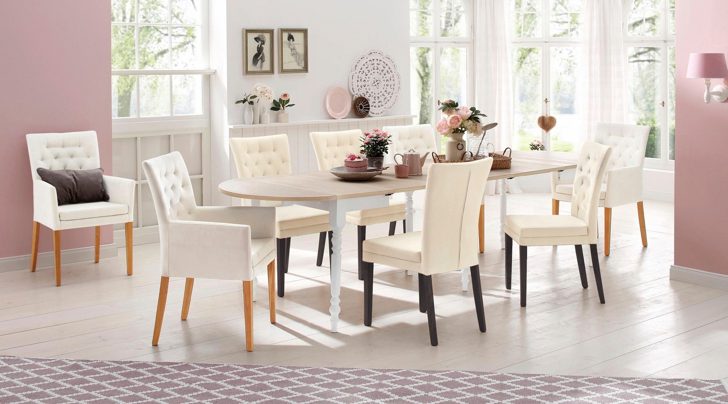 Home affaire 4-Fussstuhl »Colorado«, (Set), 6 St., Luxus-Microfaser, Beine aus Buche, wengefarben lackiert, Im 2er, 4er oder 6er-Set