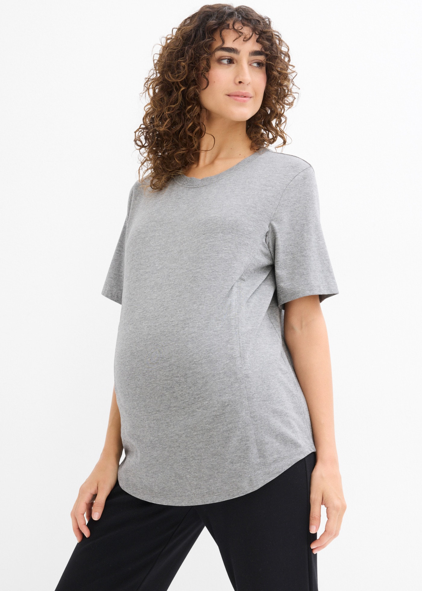 Image of bonprix Umstandsshirt mit Reissverschlüssen zum Stillen, Rundhalsausschnitt, Kurzarm