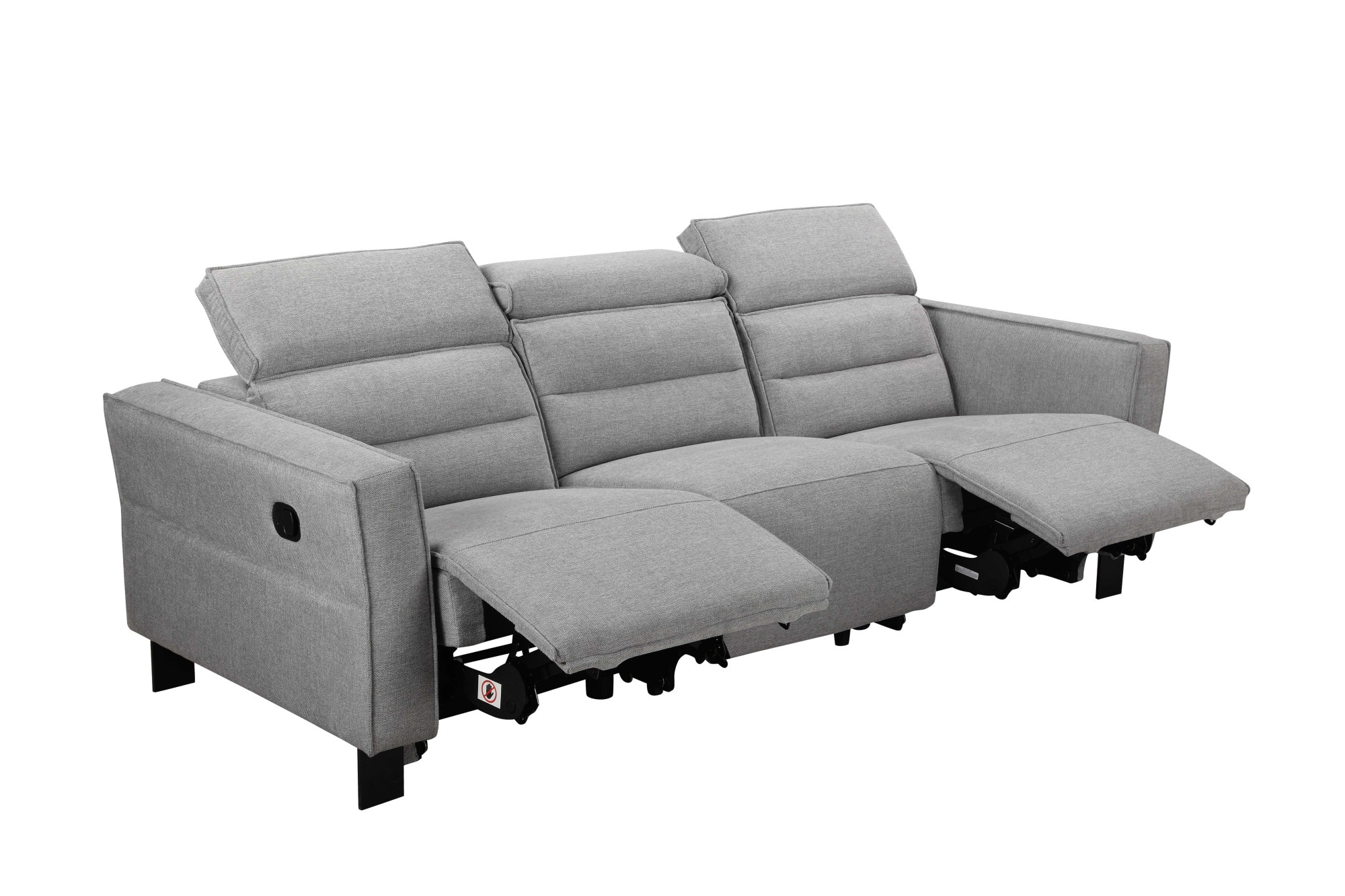 GOODproduct 3-places »Carpari Webstoff, 224 cm, man./elektr. Relaxfunktion« (USB A/C), ainsi que réglage de la tête