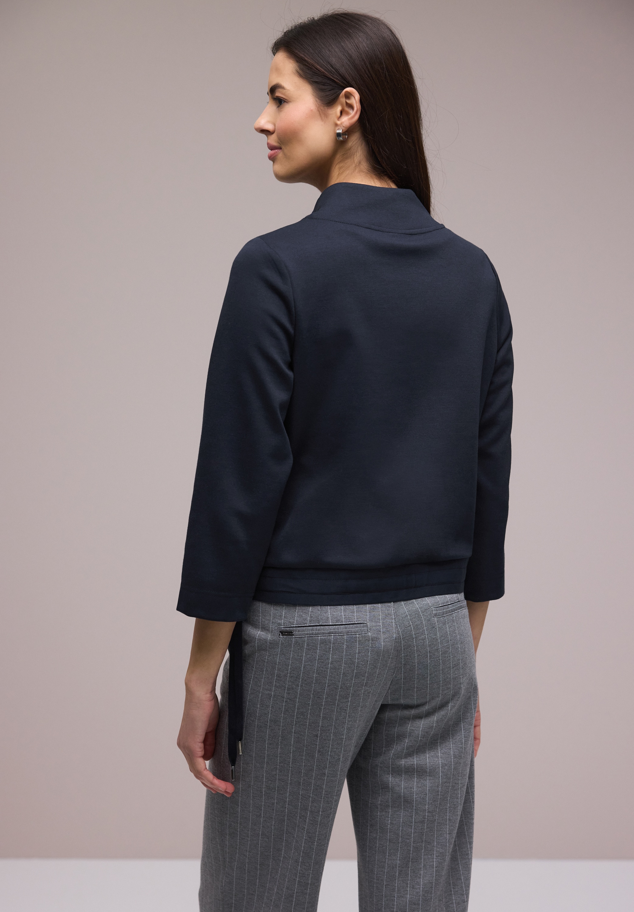 STREET ONE Veste sweat 3/4-Arm mit Stehkragen und Kordelzügen