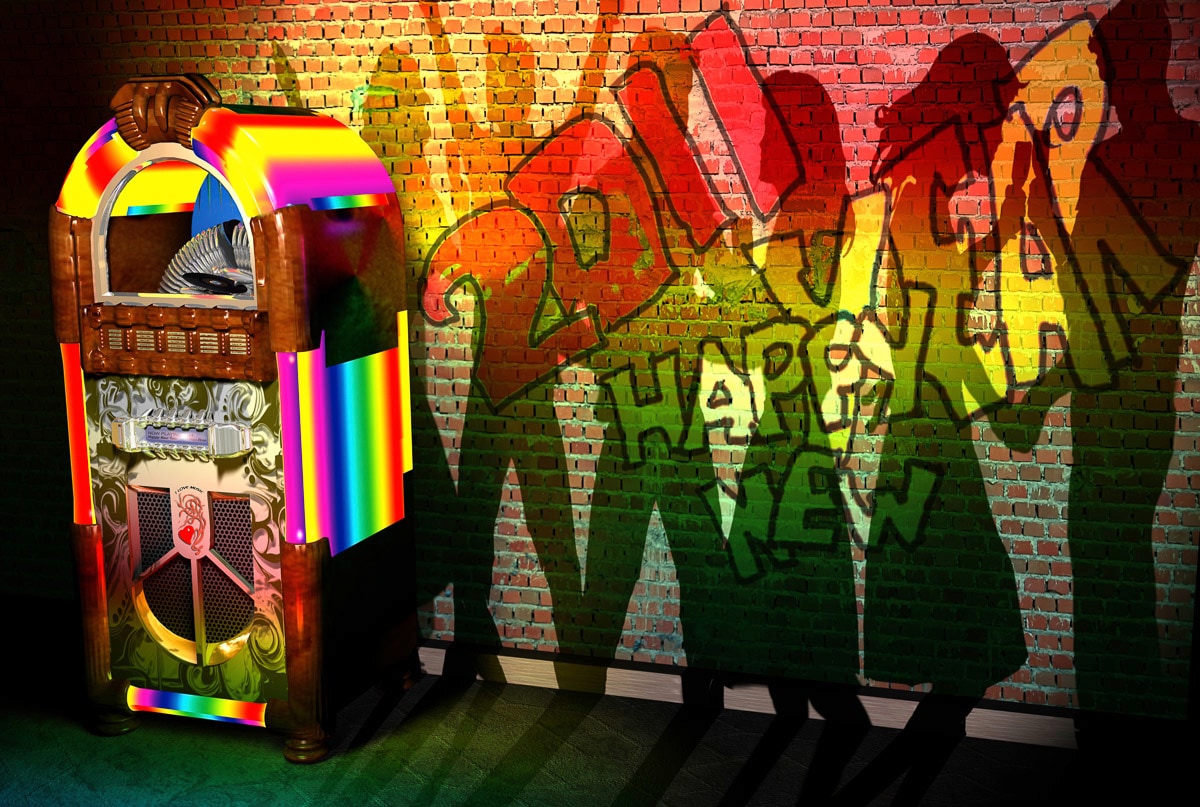 Image of Papermoon Fototapete "Jukebox mit Graffiti"