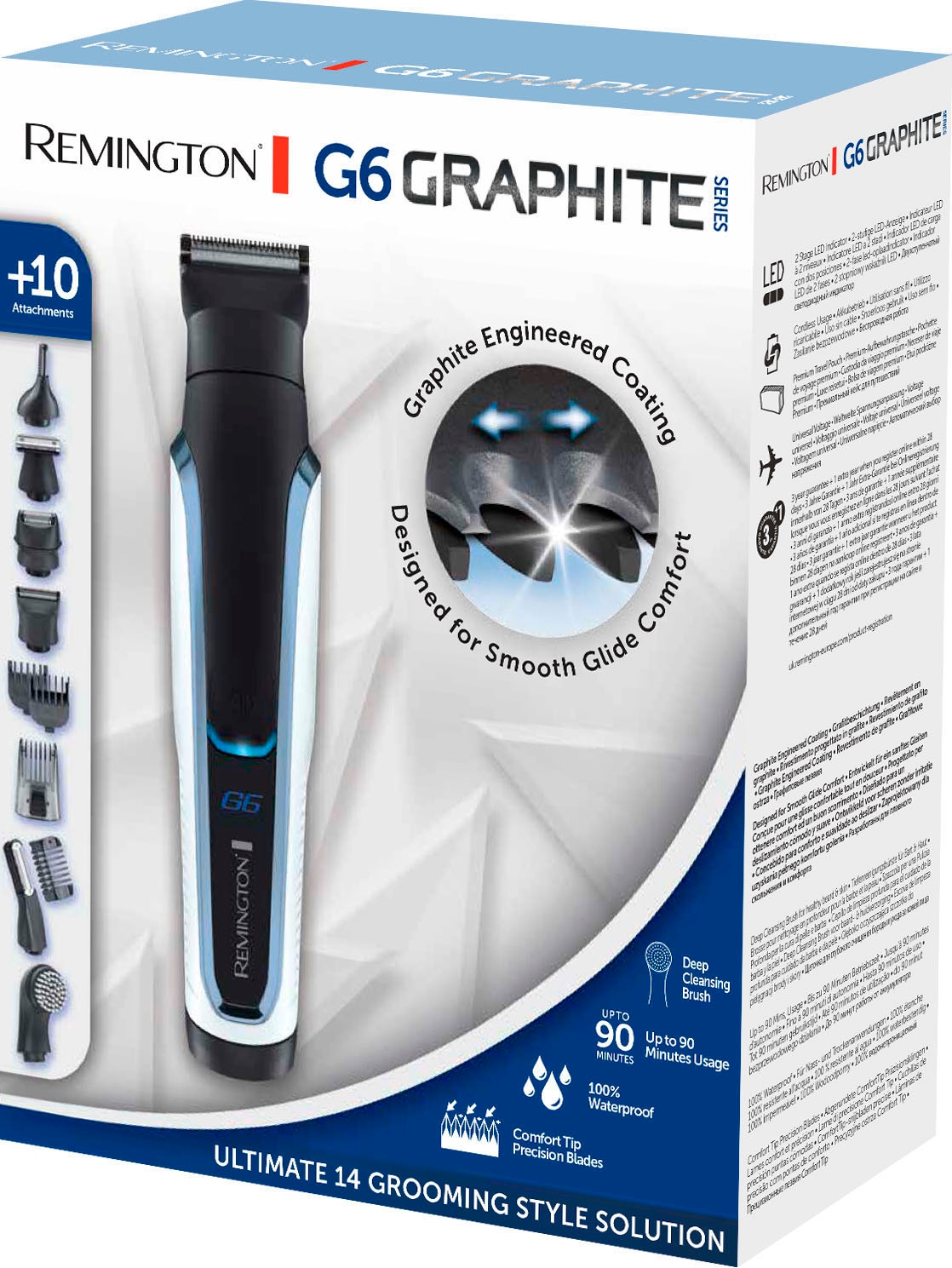 Remington Tondeuse à cheveux et à barbe »Graphite Series PG 6000« 9 Aufsätze Multigroomer avec 6 têtes amovibles