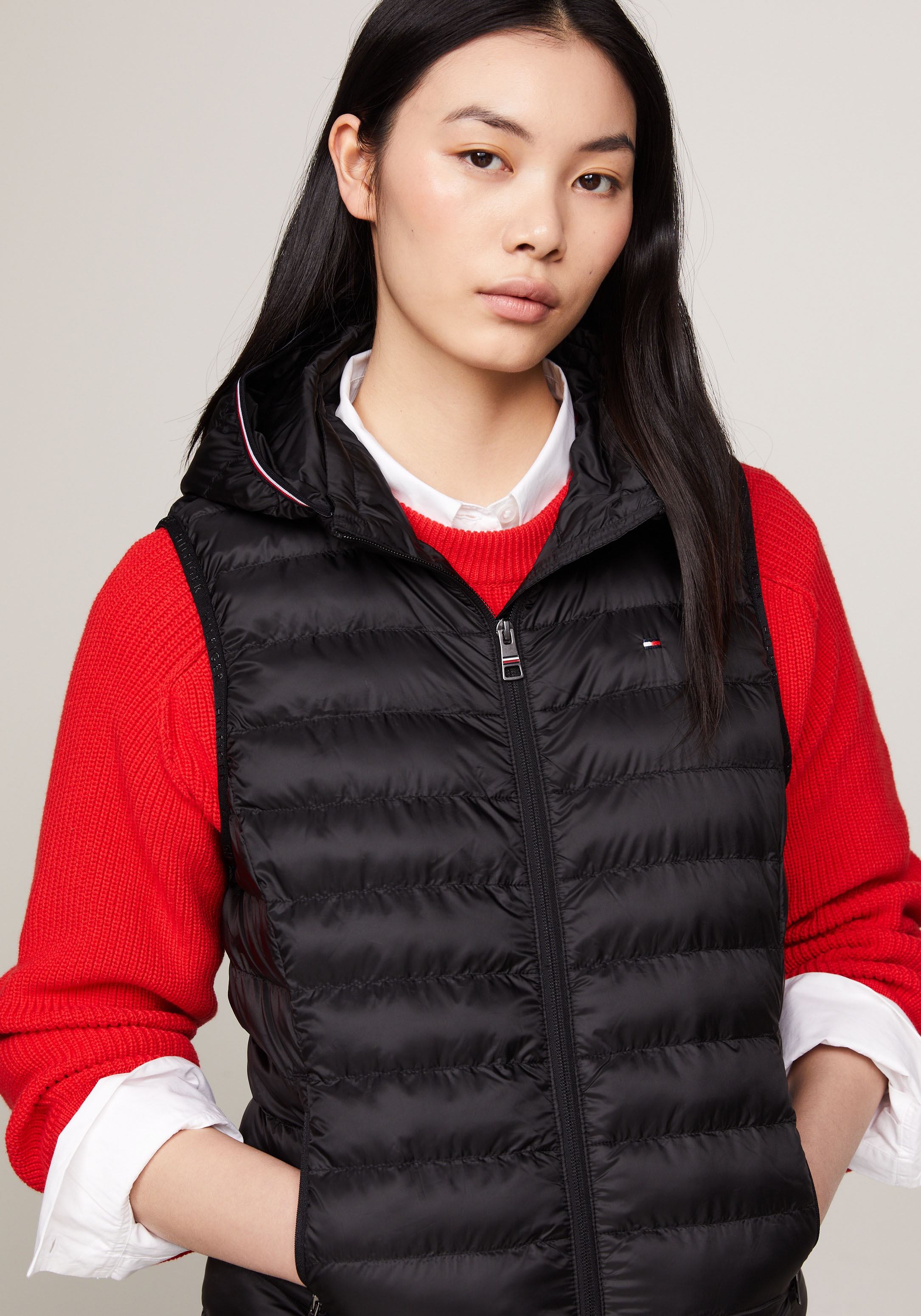 Tommy Hilfiger Steppweste »LW PADDED GLOBAL STRIPE VEST«, (Global Serie TH WOMEN), Reissverschlusstaschen