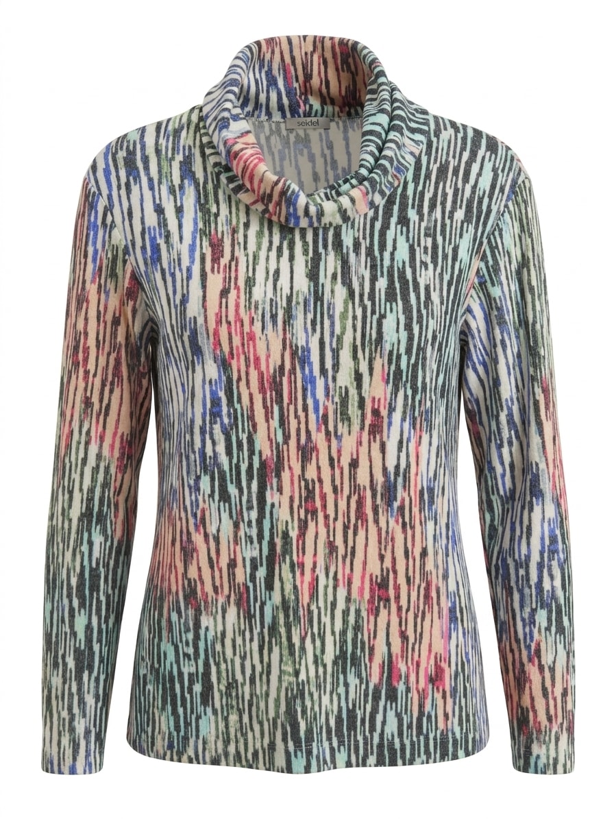 Seidel Moden Pull à col châle mit grafischem Muster - Viskose - MADE IN GERMANY