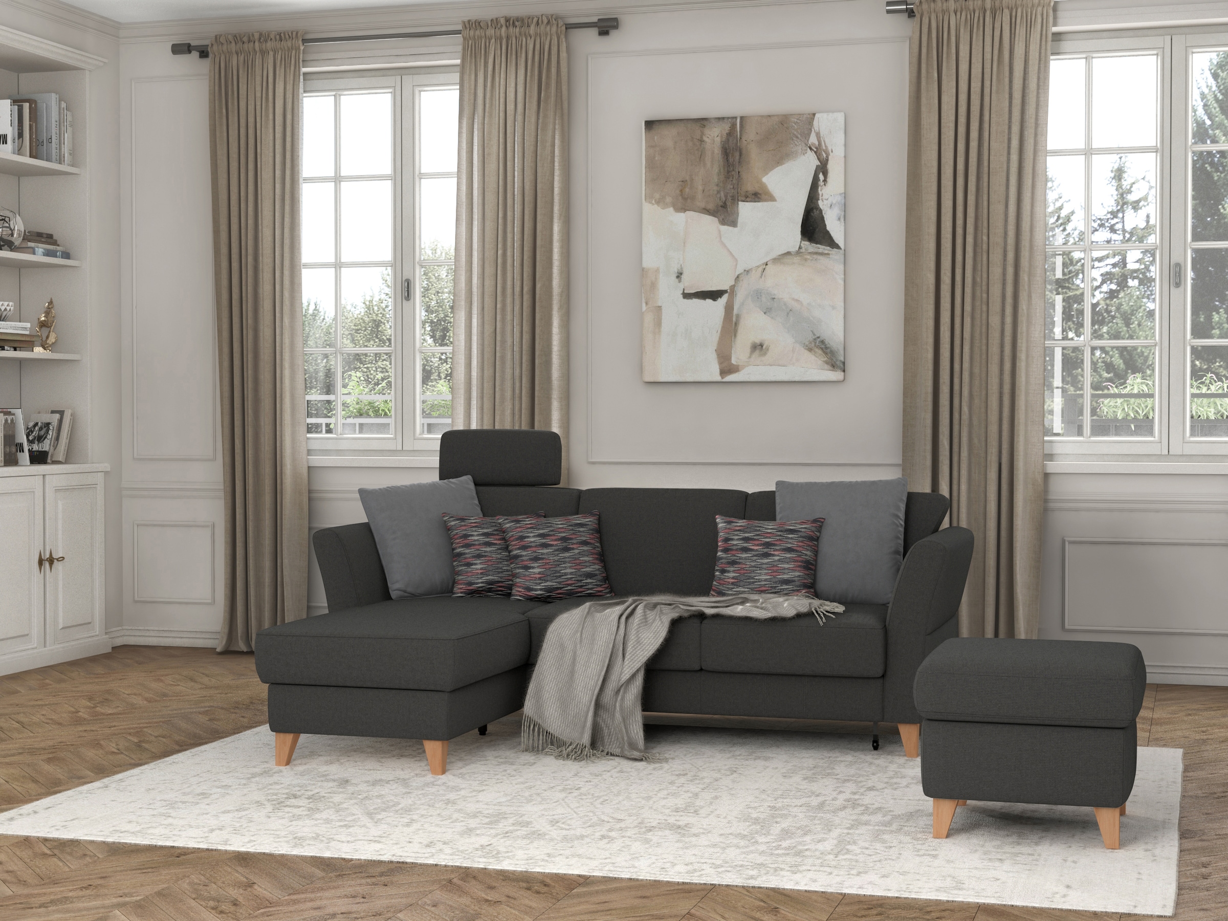 sit&more Ecksofa »Visby L-Form«, Wahlweise mit Bettfunktion und Bettkasten, frei im Raum stellbar