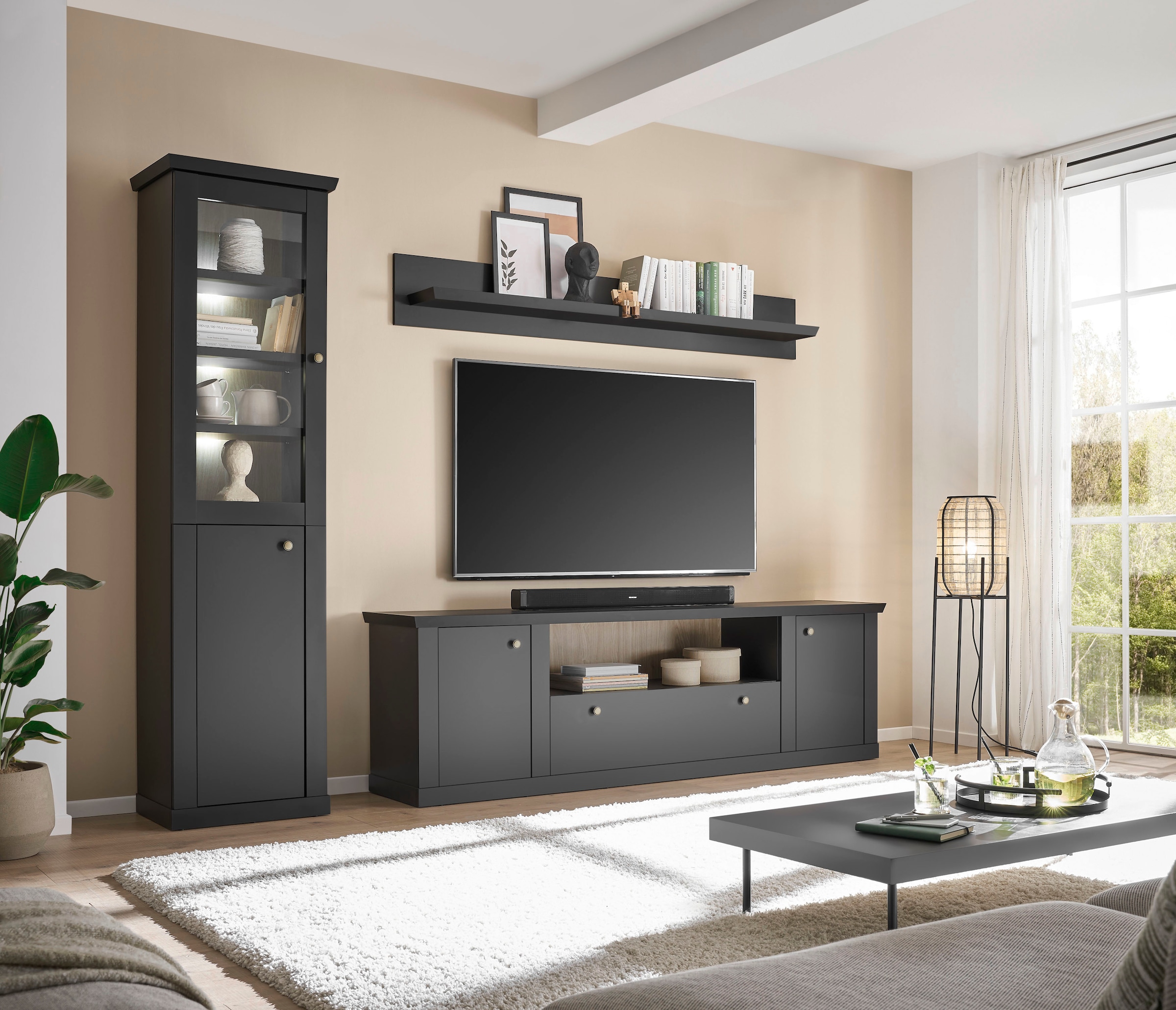 Image of Home affaire Wohnwand "Lincoln, moderne Anbauwand, Komplettset im Landhausstil" Komplett-Set, 3 Stk. tlg.