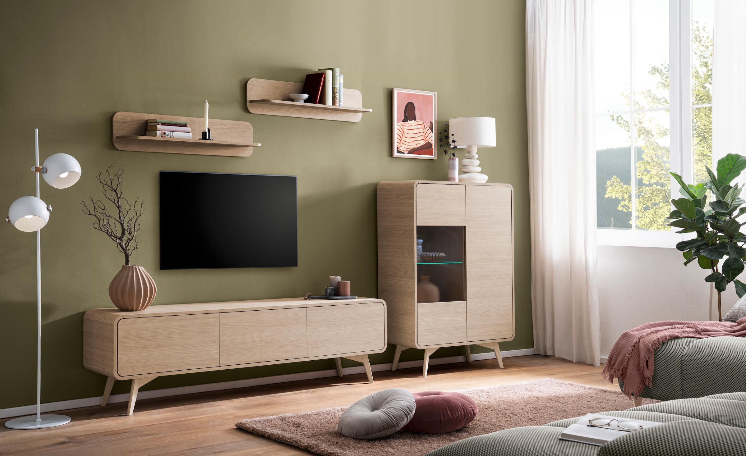 Home affaire Meuble mural »Torsby, moderne Anbauwand, Komplettset im Scandi-Stil« Set, 4 cuis tlg.