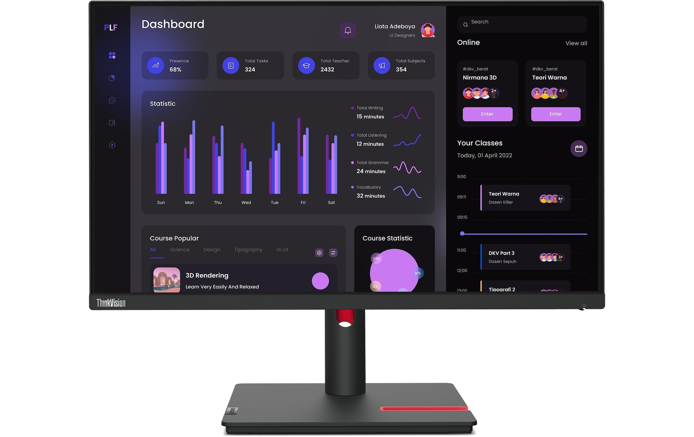 Lenovo LED-Monitor »ThinkVision T24i-30«, 60,21 cm/23,8 Zoll, 1920 x 1080 px, Full HD, 6 ms Reaktionszeit