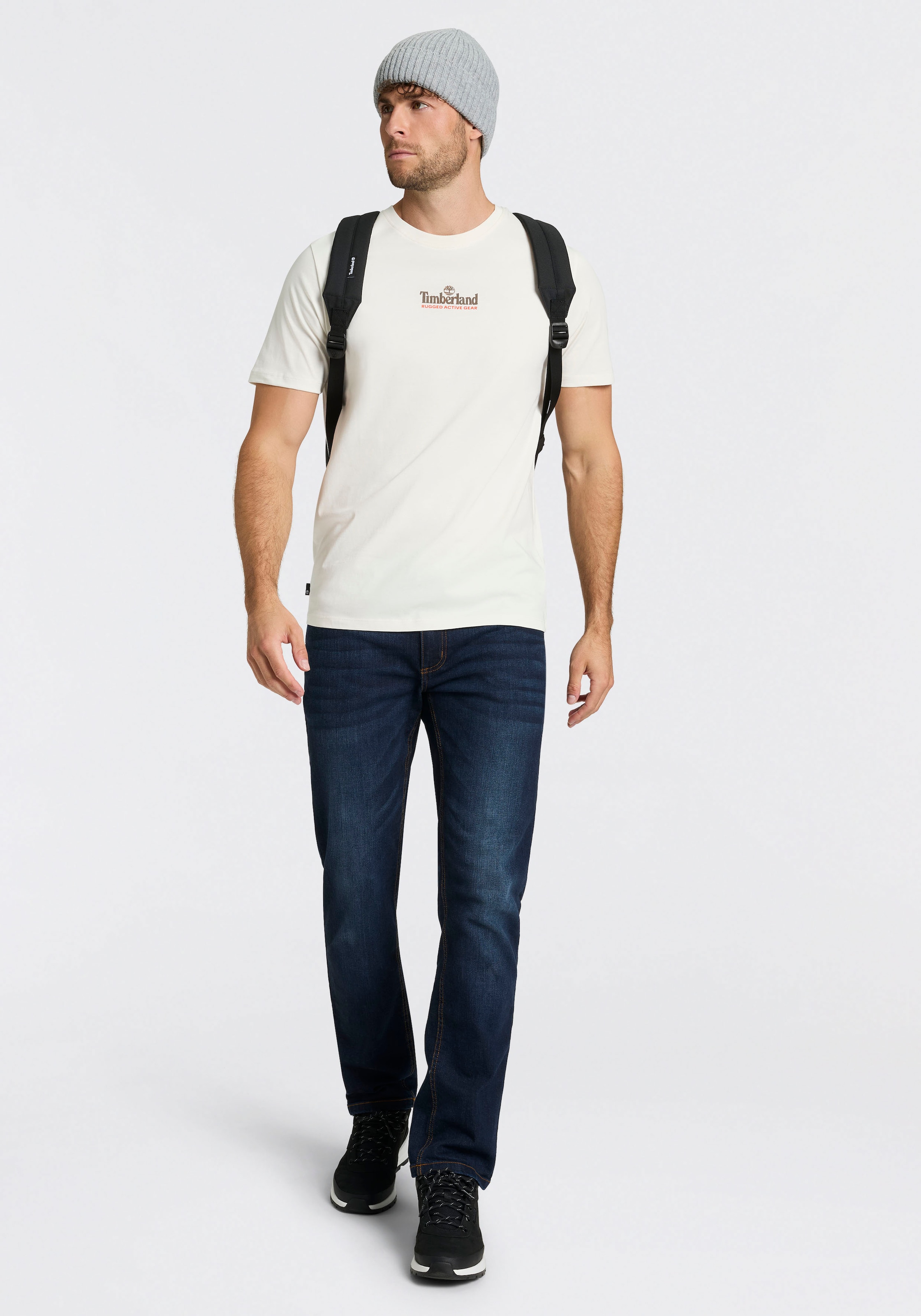 Timberland T-Shirt »Washed Back On the Road Graphic Te« Kurzarm, aus Baumwolle, auch in grossen Grössen