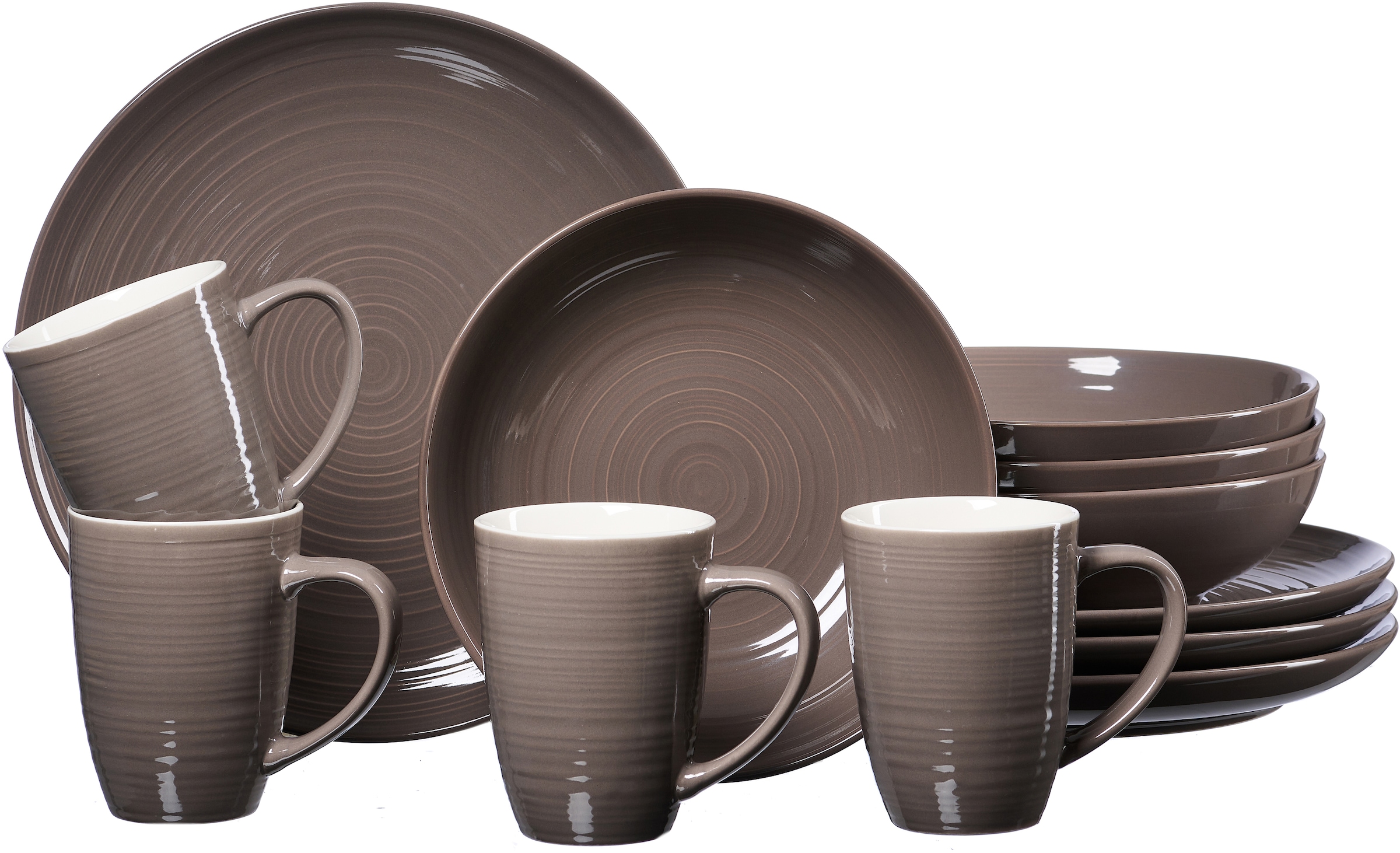 Ritzenhoff & Breker Kombiservice »Geschirr-Set, Service Suomi«, (Set, 12 tlg., 4 Teller Flach, 4 Schalen (800 ml), 4 Kaffeebecher (300 ml), skandinavisches Design, 12 Teile, für 4 Personen