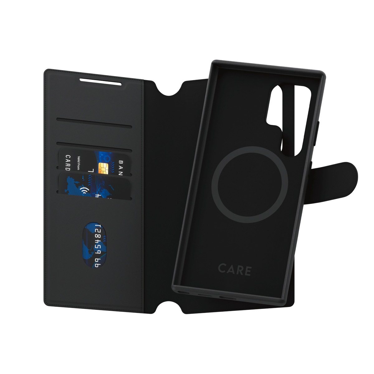 CARE by PanzerGlass Handyhülle »Magnetic Compatible Tango 2-in-1 Wallet Case für Samsung S24 Ultra«, Backcover, Schutzhülle, Handyschutzhülle, Case, Schutzcase, stossfest