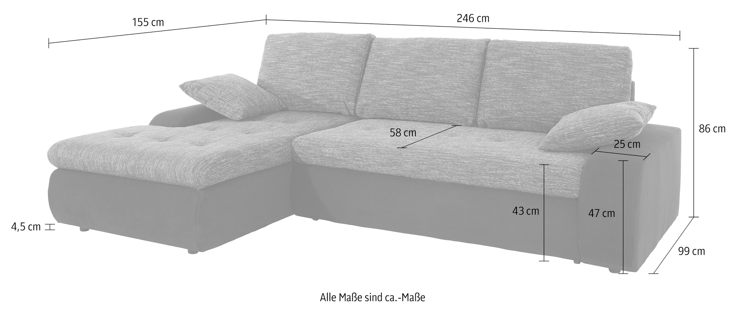 TRENDMANUFAKTUR Ecksofa »Indie, L-Form«, wahlweise XL oder XXL