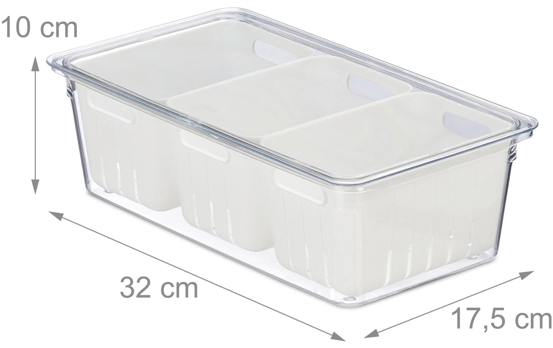 relaxdays Organiseur »600 g, 3 Stück, Transparent/Weiss«