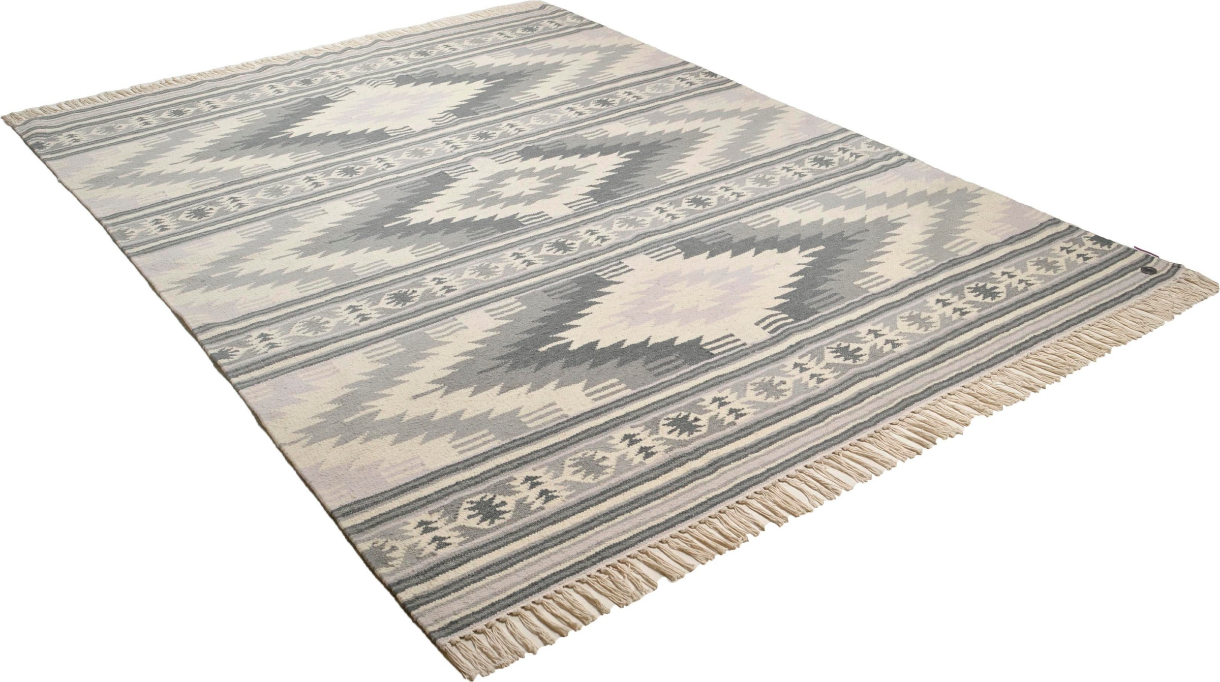 Image of TOM TAILOR Wollteppich »Kelim Colors I«, rechteckig, 5 mm Höhe, reine Wolle, robust und strapazierfähig, mit Fransen, Boho-Style, ideal im Wohnzimmer & Schlafzimmer bei Ackermann Versand Schweiz