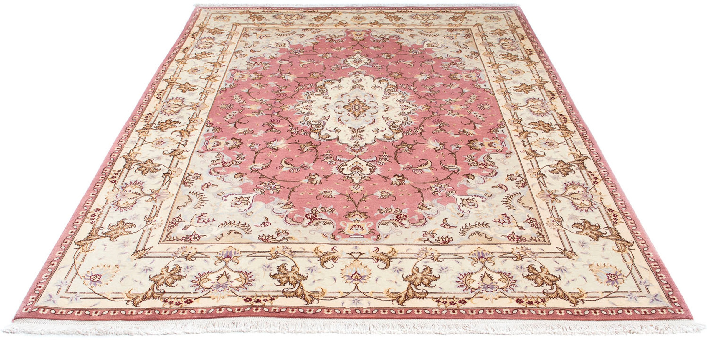 Image of morgenland Orientteppich »Perser - Täbriz - Royal - 236 x 166 cm - rosa«, rechteckig, 7 mm Höhe, Wohnzimmer, Handgeknüpft, Einzelstück mit Zertifikat bei Ackermann Versand Schweiz