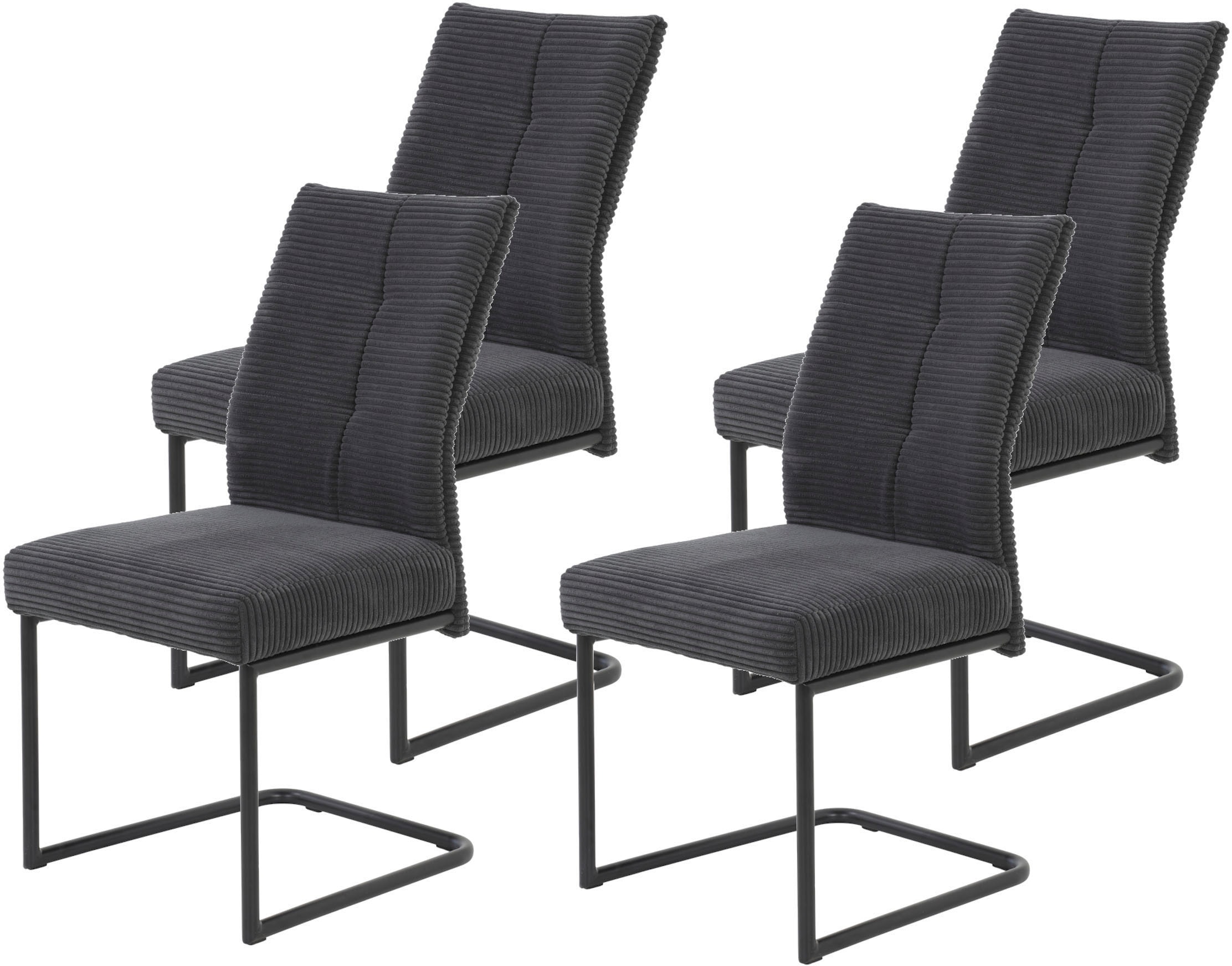 Image of HELA Esszimmerstuhl "Dagmar" (Set) 4 Stk.Schwingstuhl mit bequemer Federkern Polsterung, Cord Bezug