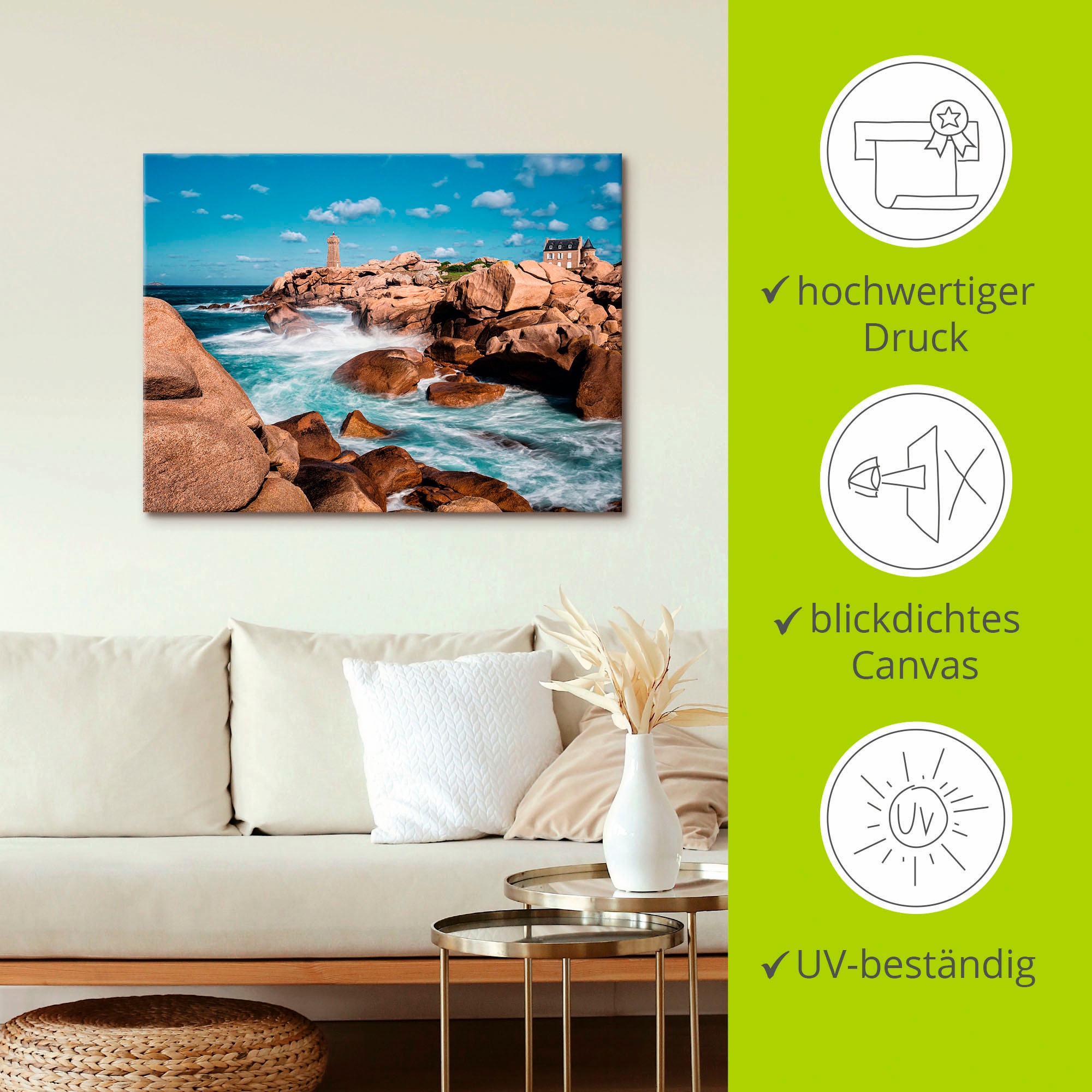 Artland Wandbild »Atlantikküste Bretagne bei Ploumanach«, Küste, (1 St.), als Leinwandbild, Poster in verschied. Grössen