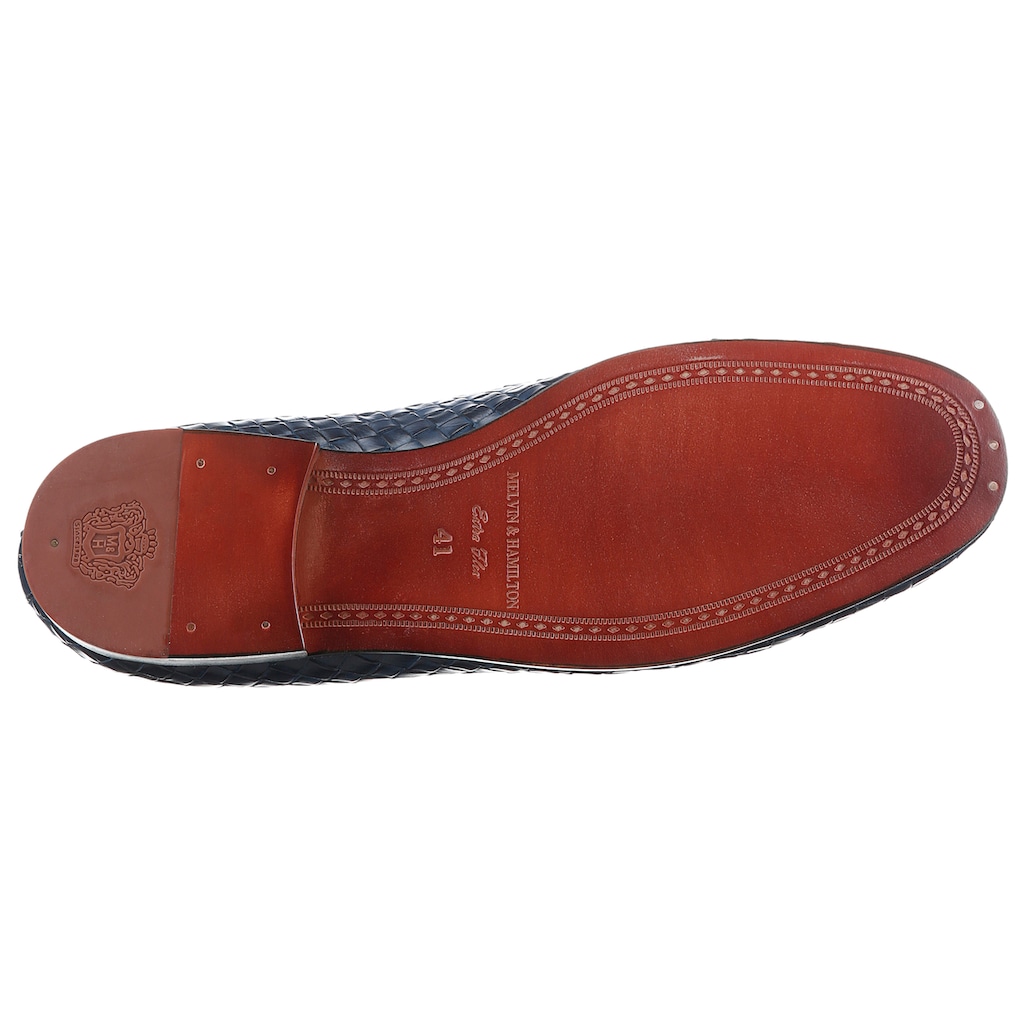 Melvin & Hamilton Slipper »Clive 22 - vegetabil gegerbt«, Slipper, Mokassin, Business Schuh mit modischer Flecht-Struktur