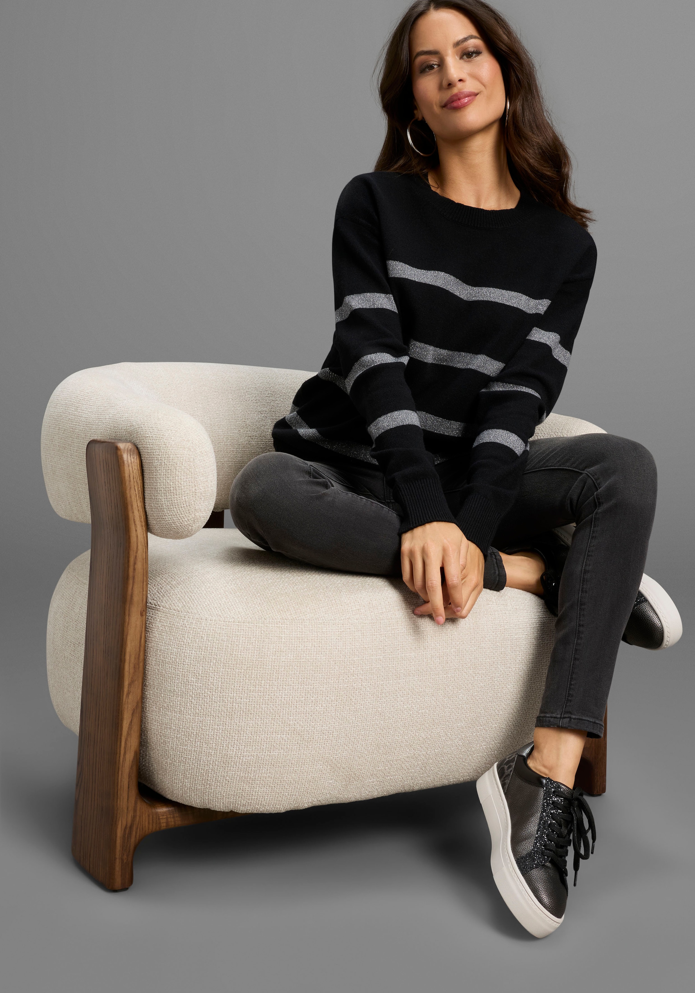 Laura Scott Strickpullover X-MAS Edition mit Glitzernden Streifen - NEUE KOLLEKTION