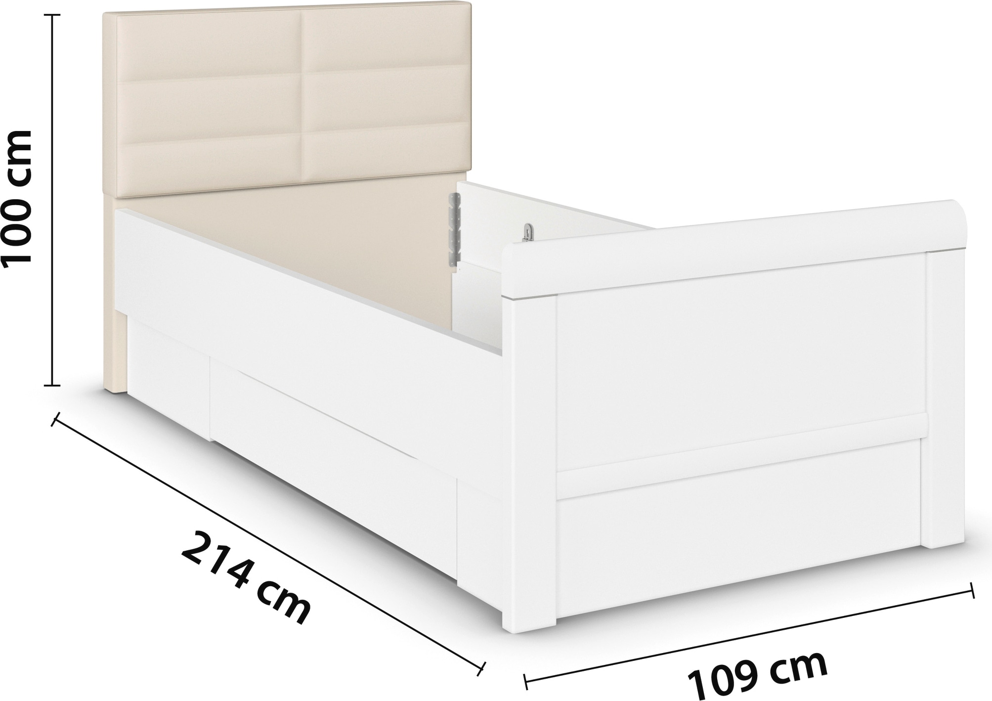 rauch Stauraumbett »Bett Einzelbett Stollenbett Bettkästen EVELYN« in Komforthöhe mit Polsterkopfteil sowie Schubladen MADE IN GERMANY