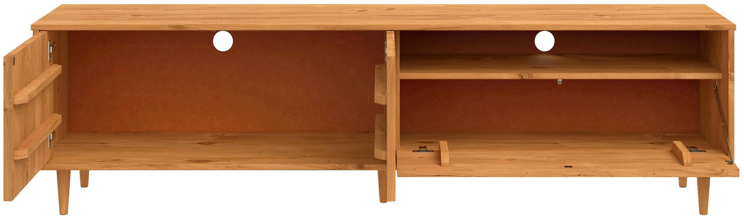 GOODproduct Table basse »Malmedy  Front mit gefrästen Rillen« meuble TV en pin massif, push-to-open, largeur 180 cm