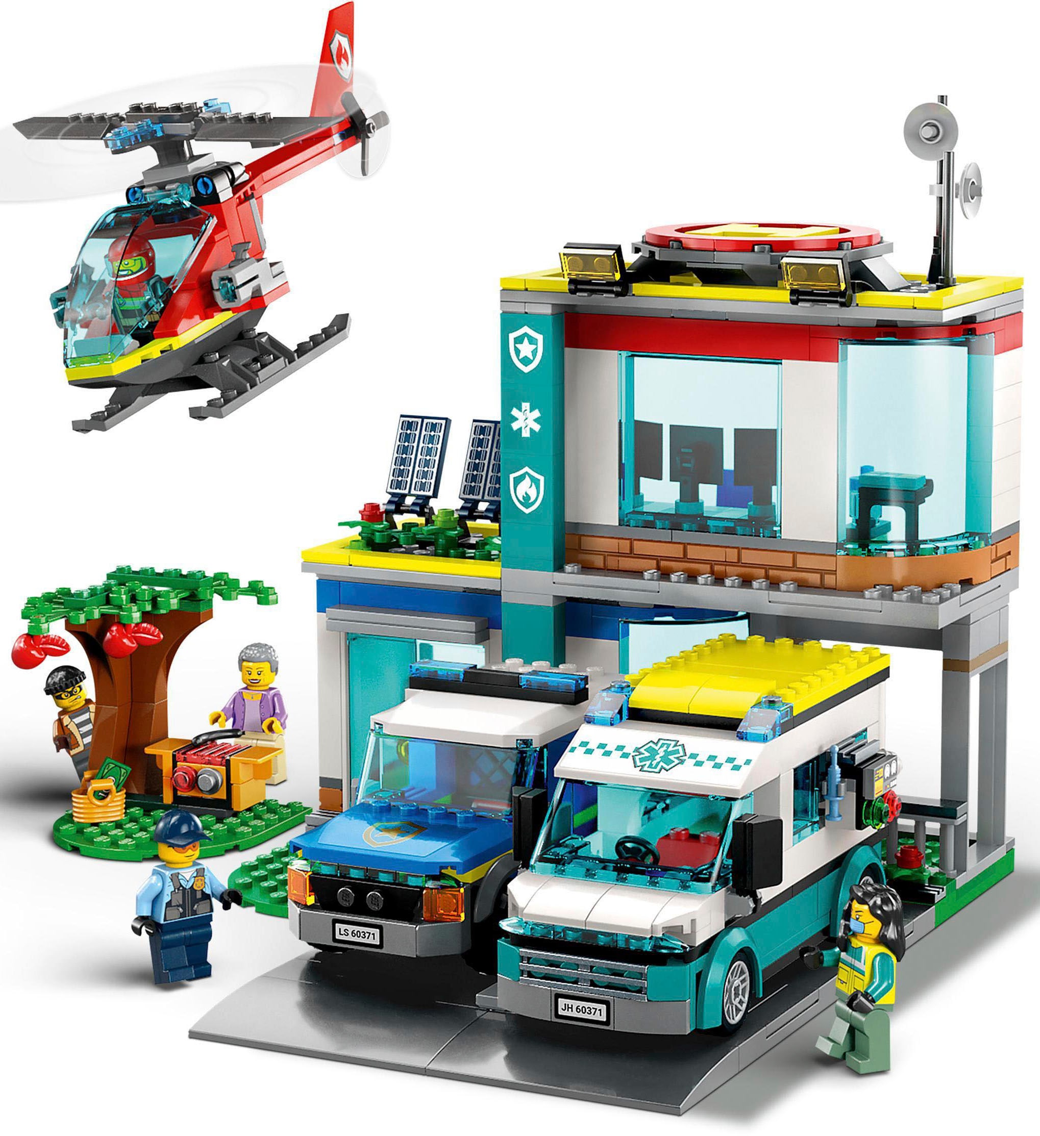 LEGO® Konstruktionsspielsteine »Hauptquartier der Rettungsfahrzeuge (60371), LEGO® City«, (706 St.), Made in Europe