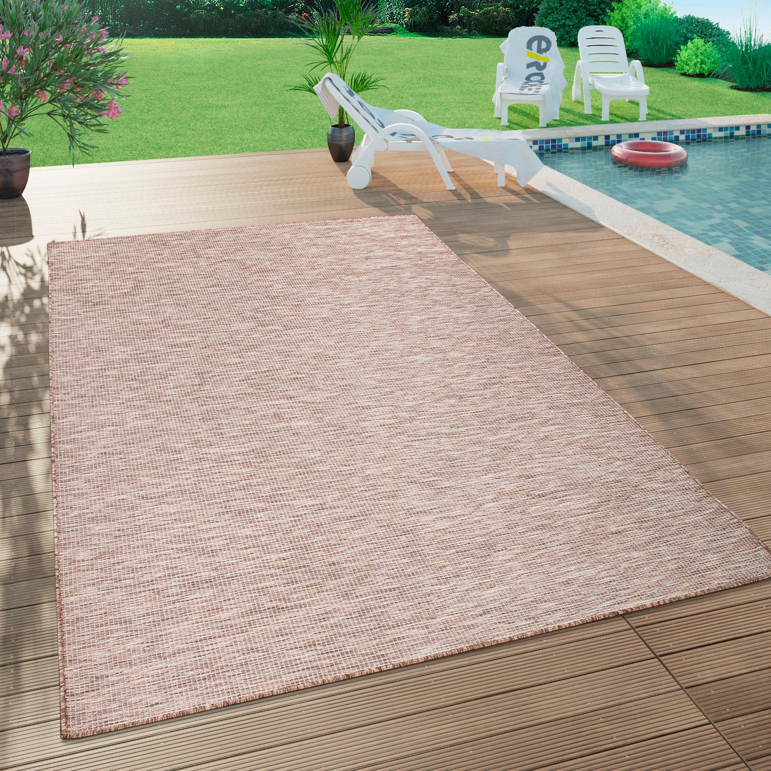 Image of Paco Home Teppich "Sonset" rechteckig 4 mm Höhe Flachgewebe, meliert, In- und Outdoor geeignet, Wohnzimmer