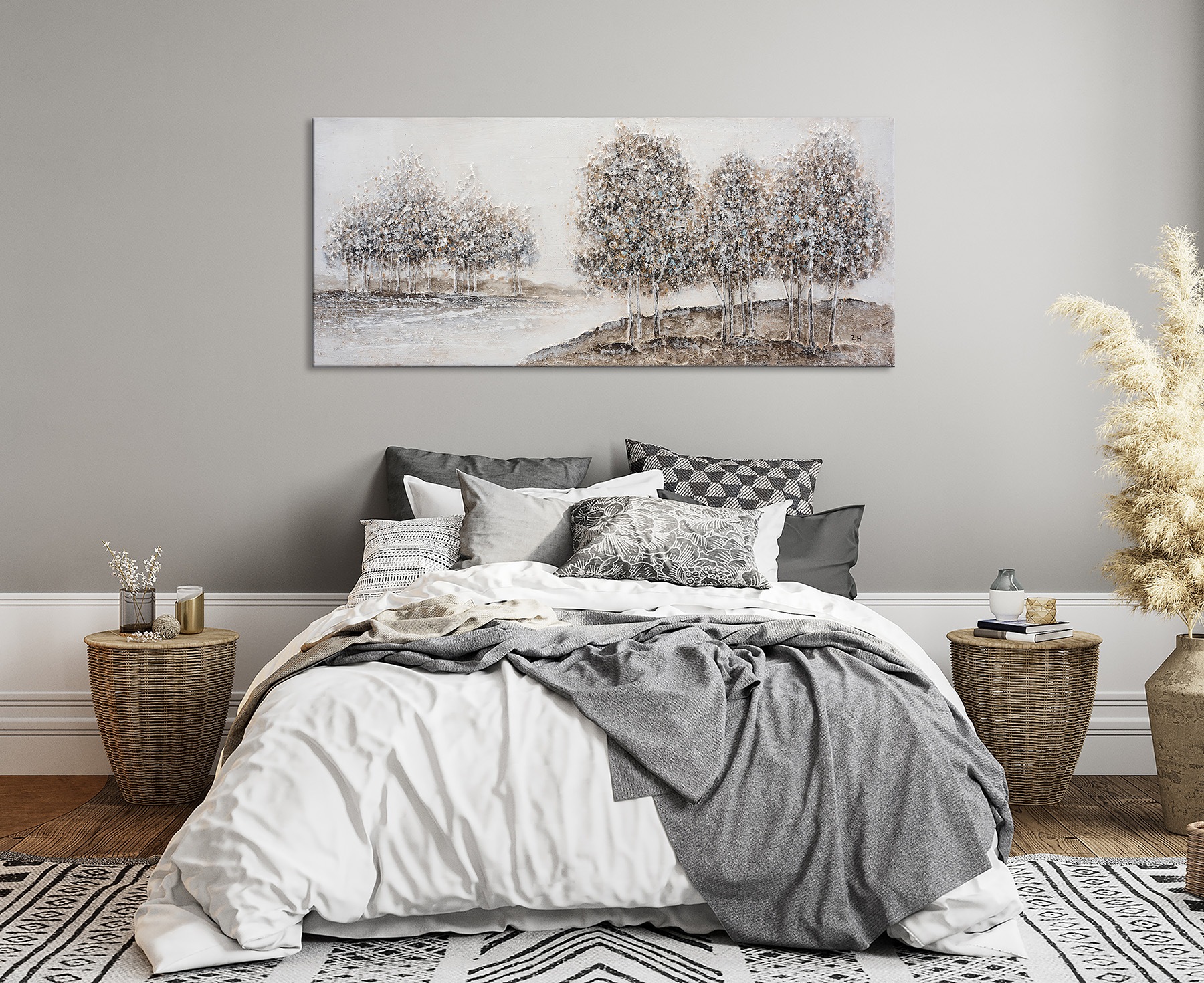 Bönninghoff Ölgemälde »handarbeit BÄUME XXL 60x140 cm – Wandbild Kunst Deko modern« Baumbilder | Bäume | Gemälde | Kunst | Landschaft | Natur 1 Stk. tlg. handgefertigt, jedes Bild ein Unikat
