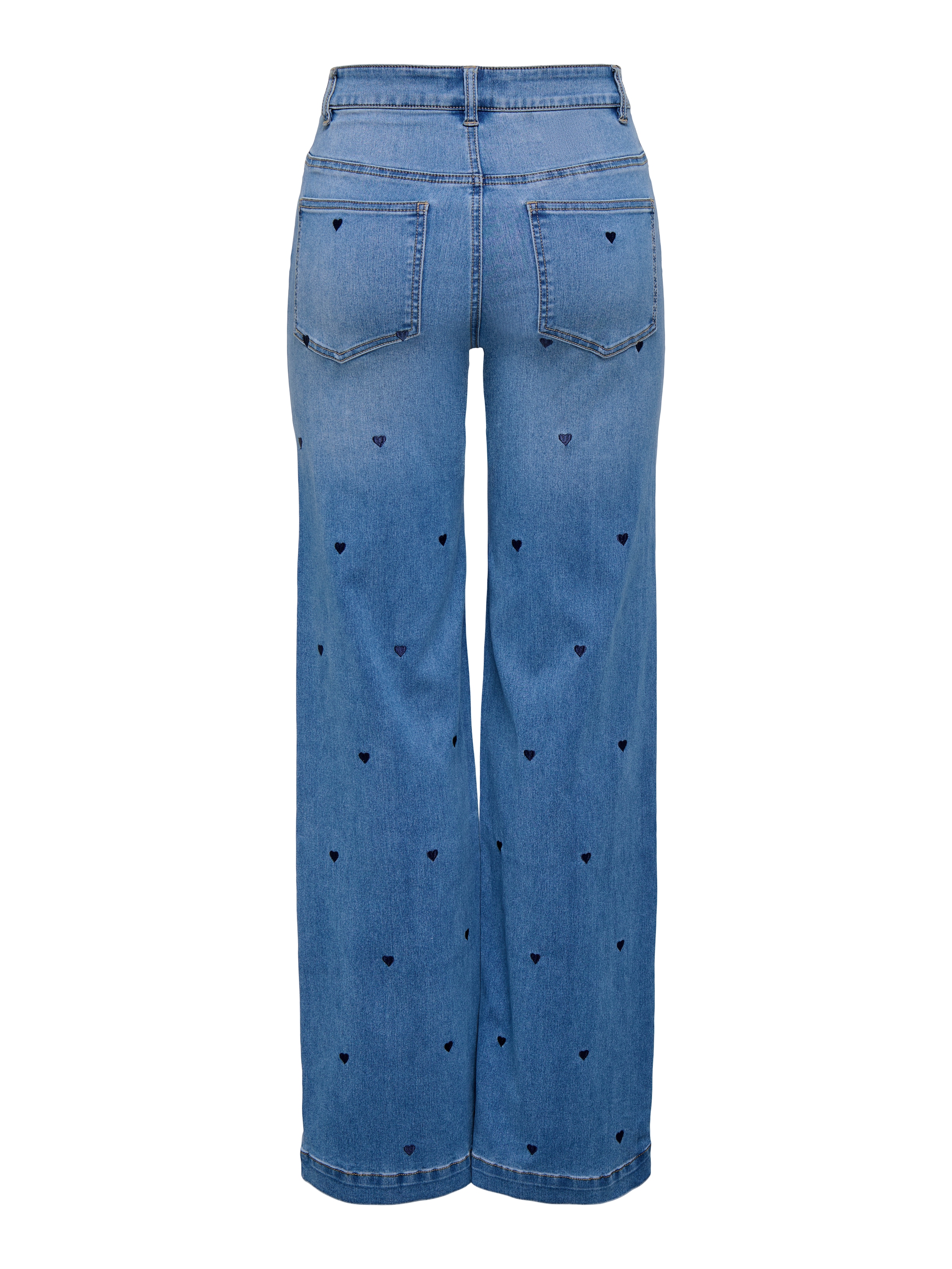 ONLY Jeans taille haute »ONLMADISON-ROYAL HEART HW WIDE DNM GUA« Materialmix, wide fit, high waist, allover Stickerei