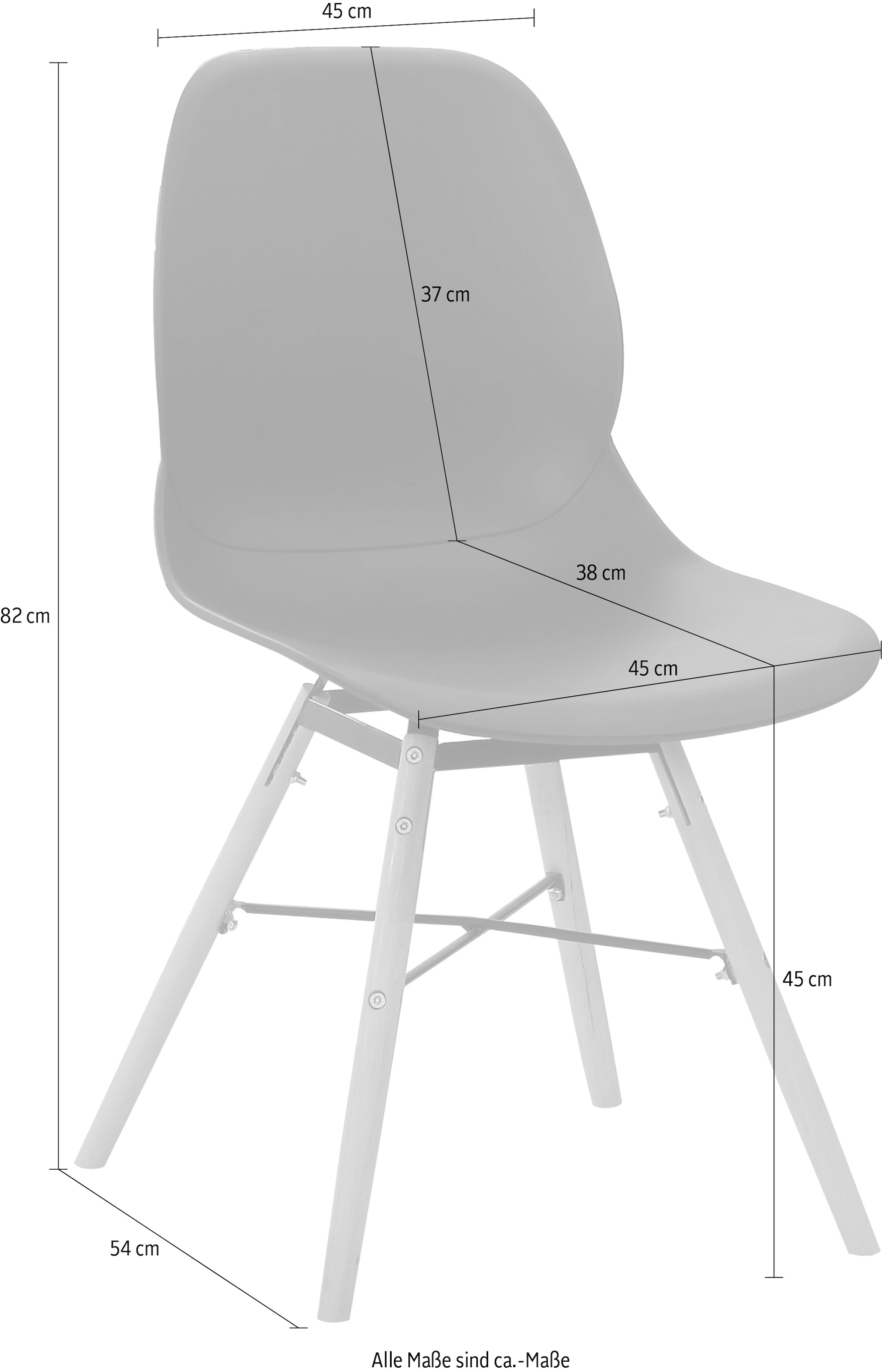 Kayoom 4-Fussstuhl »Stuhl Amy 110 2er-Set, praktisches Set, bequemer Kunststoffstuhl«, (Set), 2 St., pflegeleicht, abwaschbar, in einem Stück spritzgegossene Sitzfläche