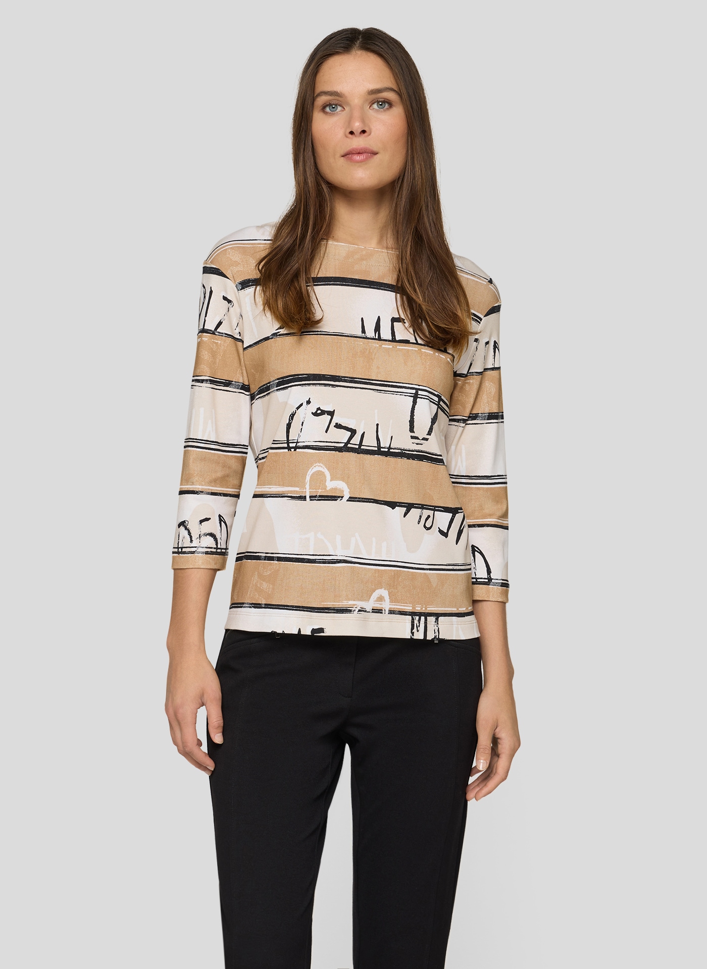 Image of Rabe 3/4-Arm-Shirt mit All-Over Schriftzüge